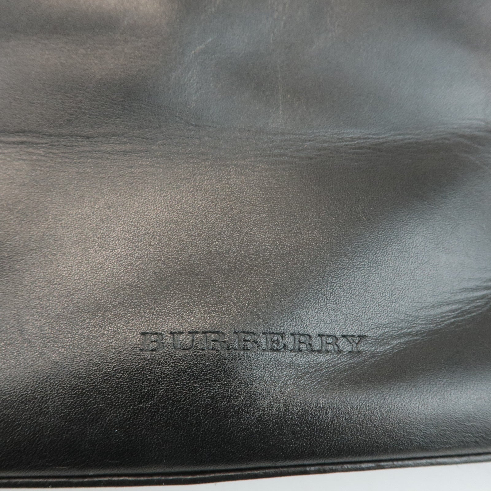 BURBERRY Leather Shoulder Bag Hand Bag Black Silver Hardware