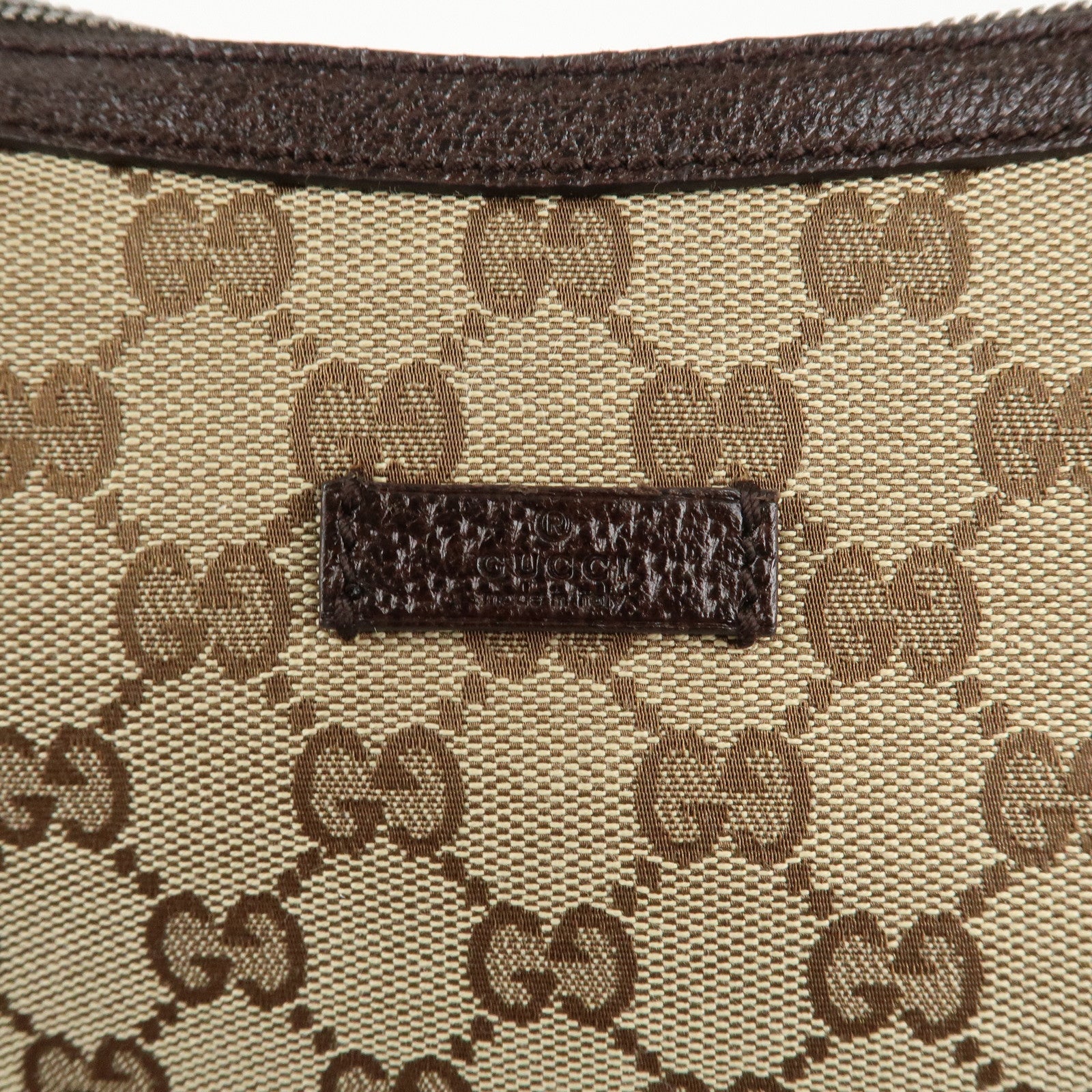 GUCCI GG Canvas Leather Shoulder Bag Beige Brown 122790 Used