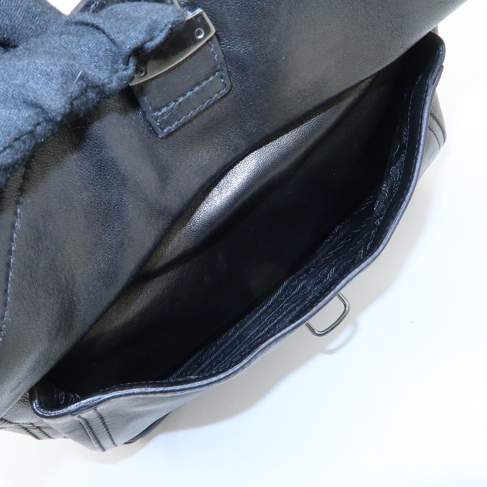 PRADA Leather Tote Bag Black Used