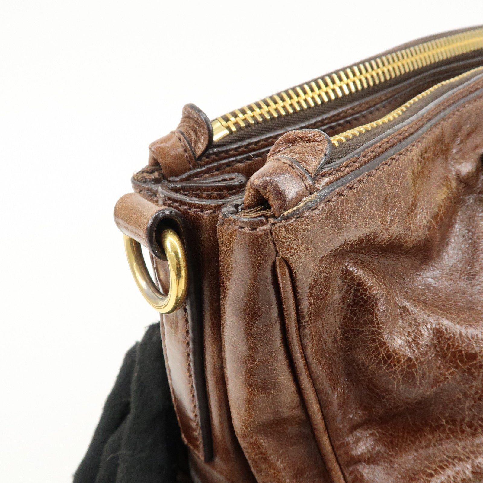 PRADA Leather 2Way Shoulder Bag Hand Bag Brown