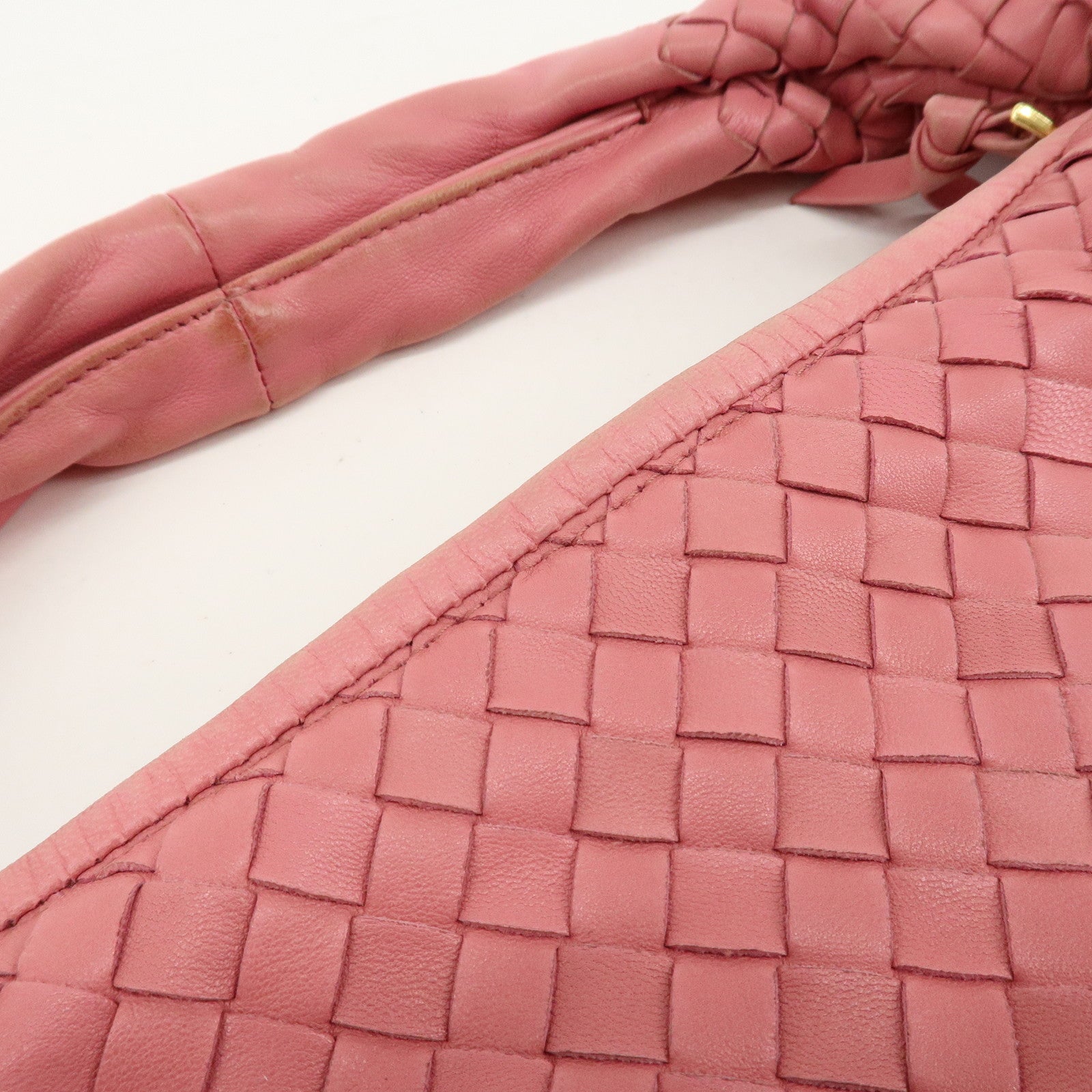 BOTTEGA VENETA Hobo Intrecciato Leather Shoulder Bag Pink 115653