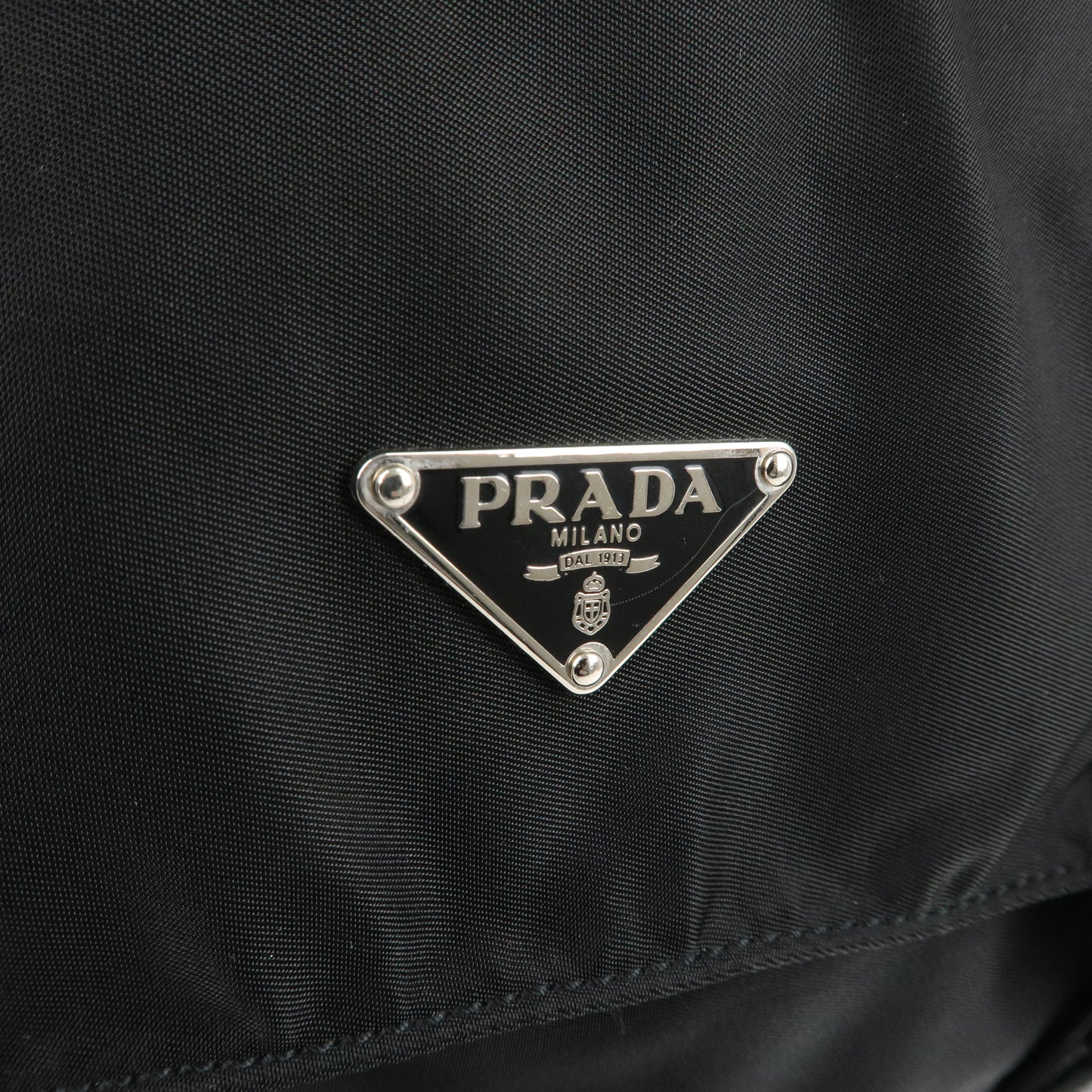 PRADA Logo Nylon Leather Shoulder Bag NERO Black B6671