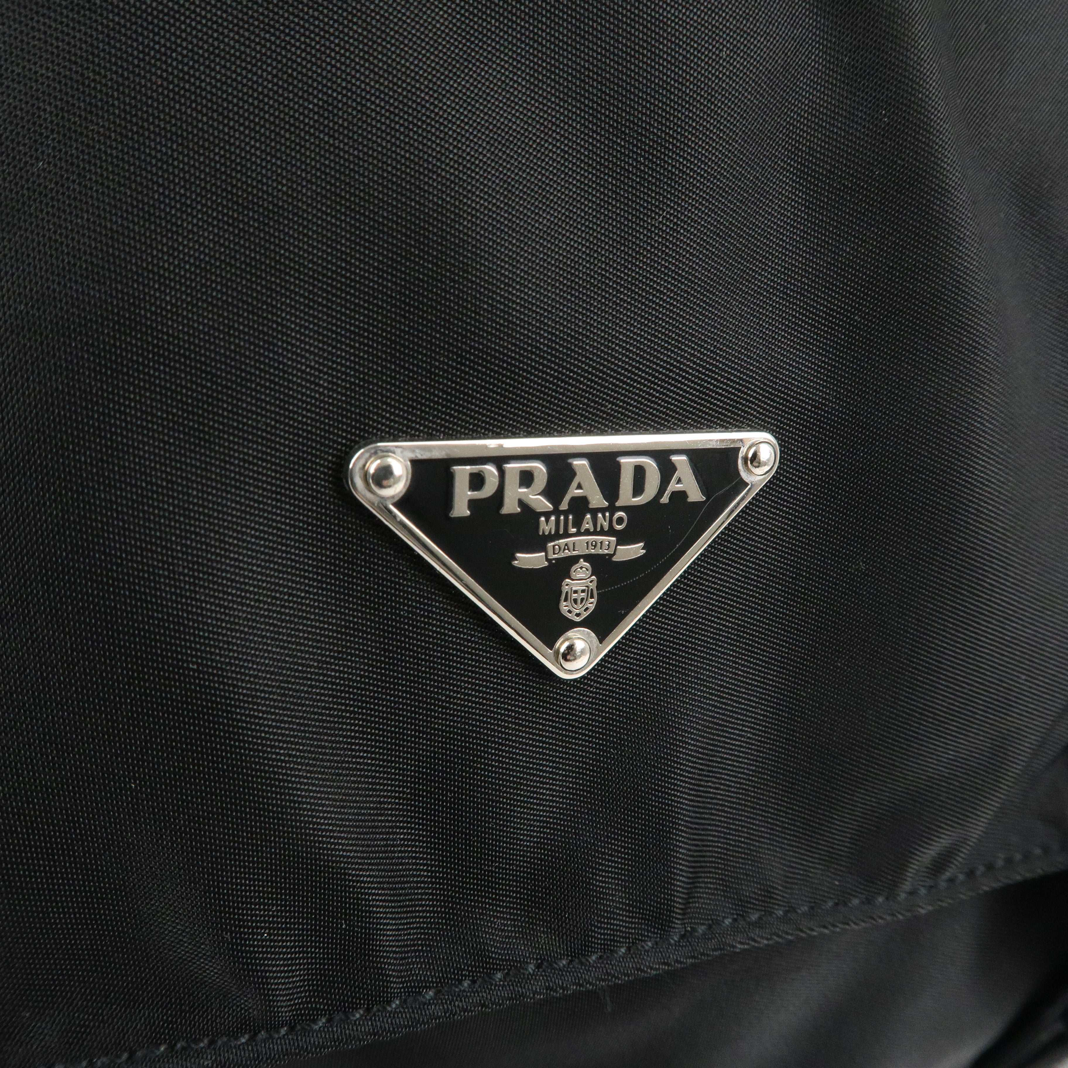 PRADA Logo Nylon Leather Shoulder Bag NERO Black B6671