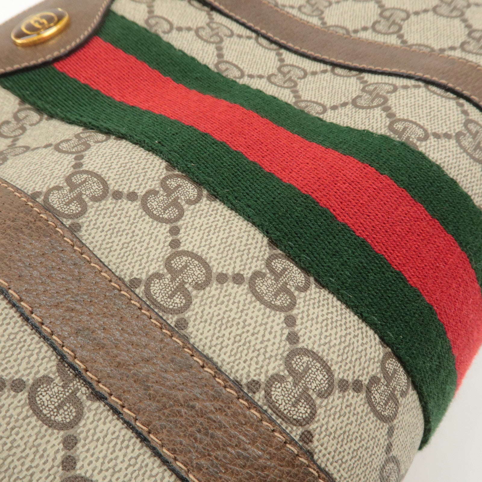 GUCCI Old Gucci Sherry GG Plus Leather Boston Bag 58.02.007