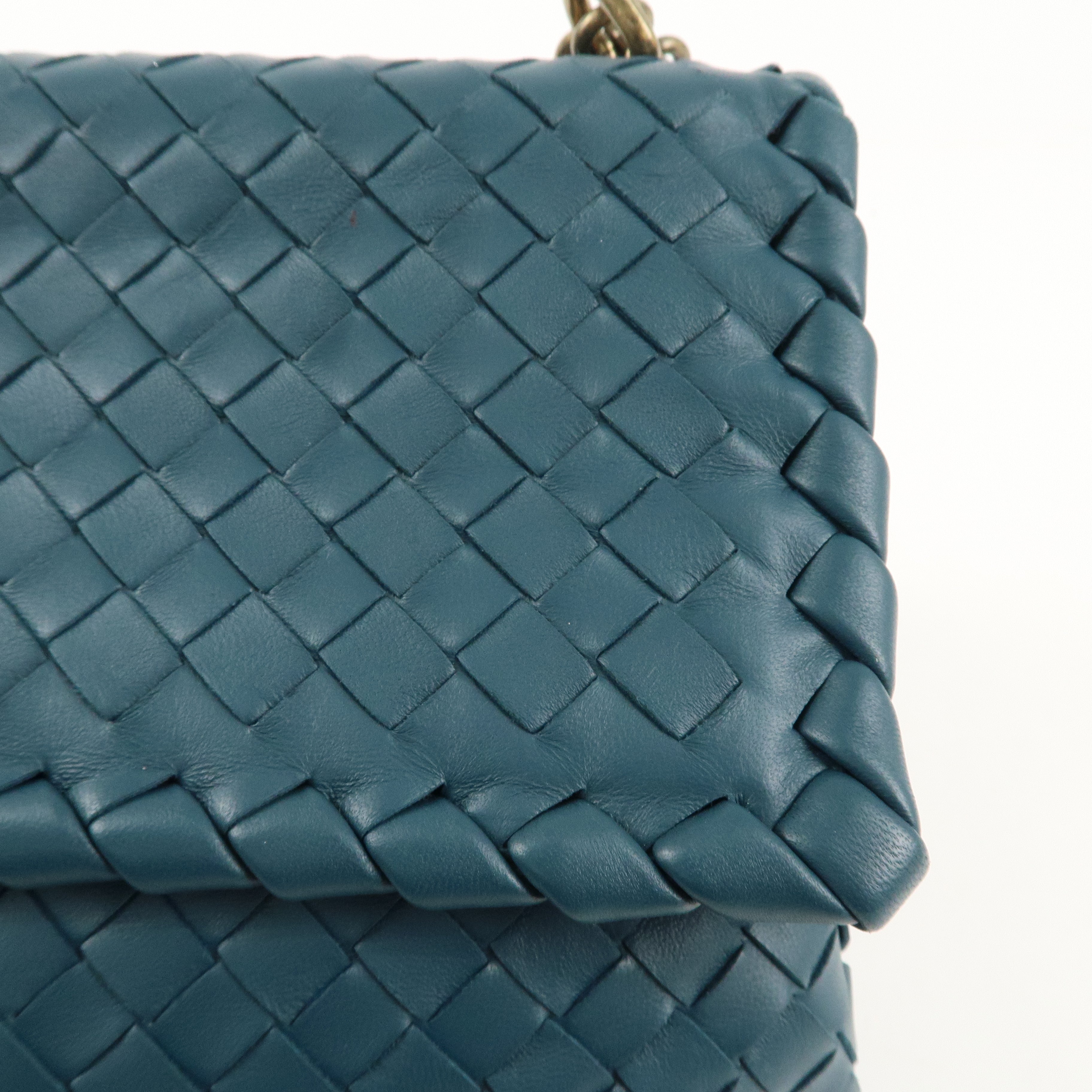 BOTTEGA VENETA Intrecciato Leather Chain Shoulder Bag Green