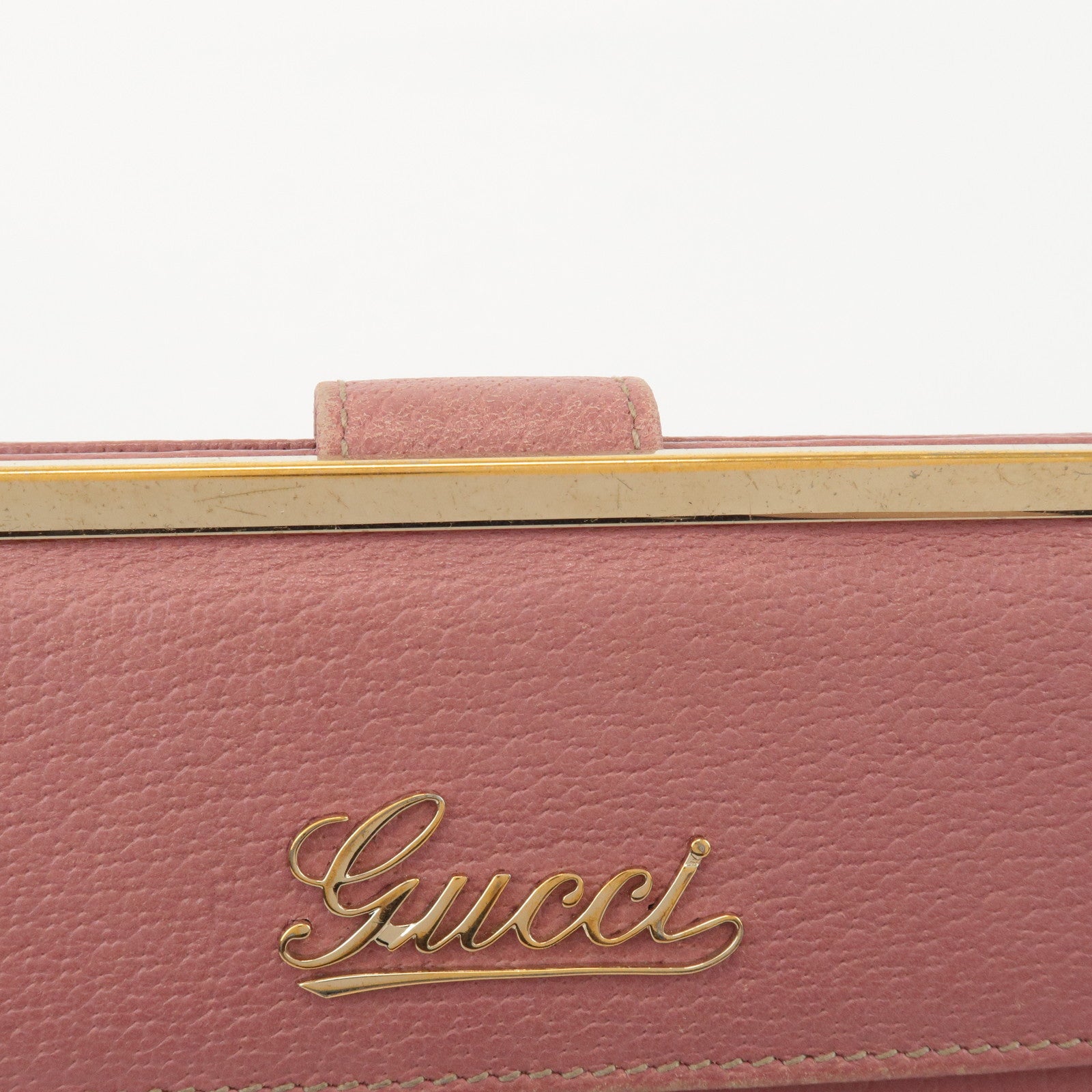 GUCCI Leather Bi-fold Long Wallet Pink 170370