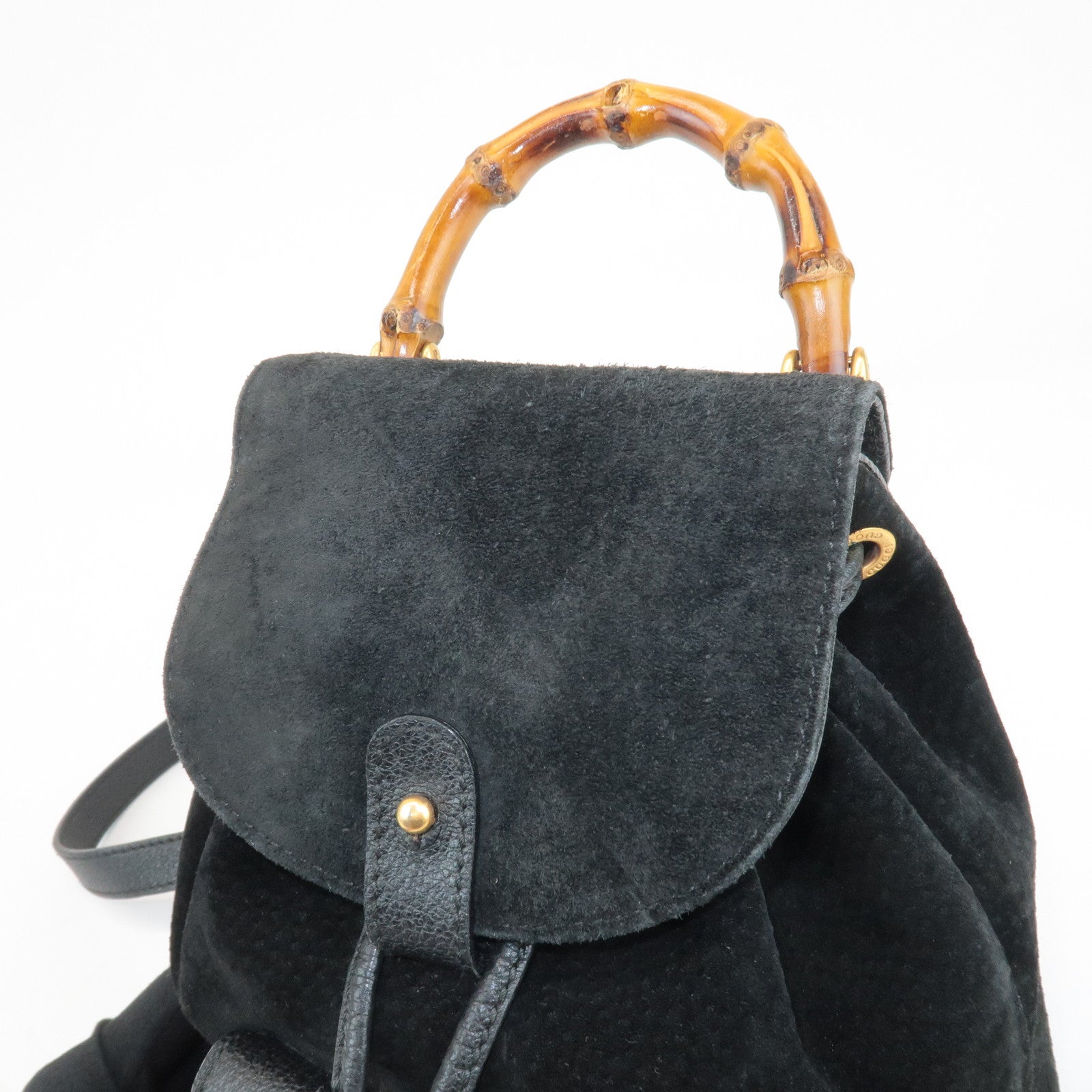 GUCCI Bamboo Suede Leather Mini Back Pack Black 003.1956.0030