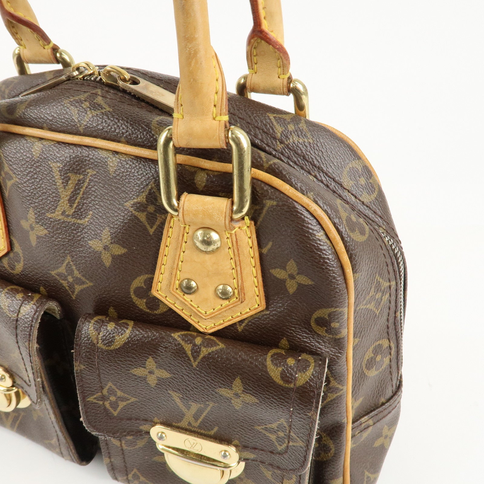 Louis Vuitton Monogram Manhattan PM Hand Bag Brown M40026