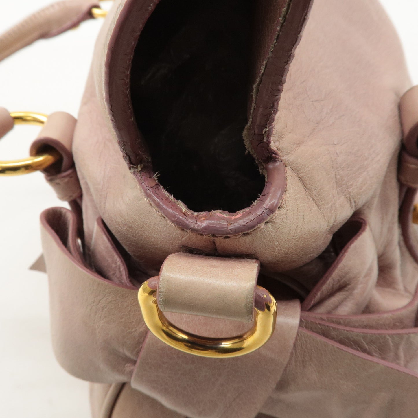 MIU MIU Leather Side Ribbon 2WAY Bag Hand Bag Shoulder Bag Pink