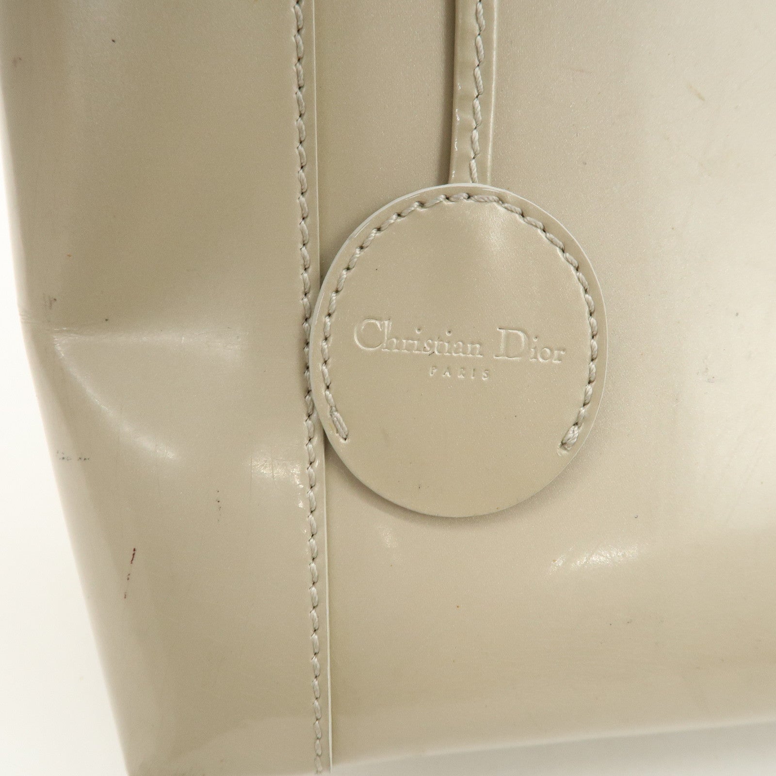 Christian Dior Maris Pearl Patent Leather Mini Tote Bag Ivory