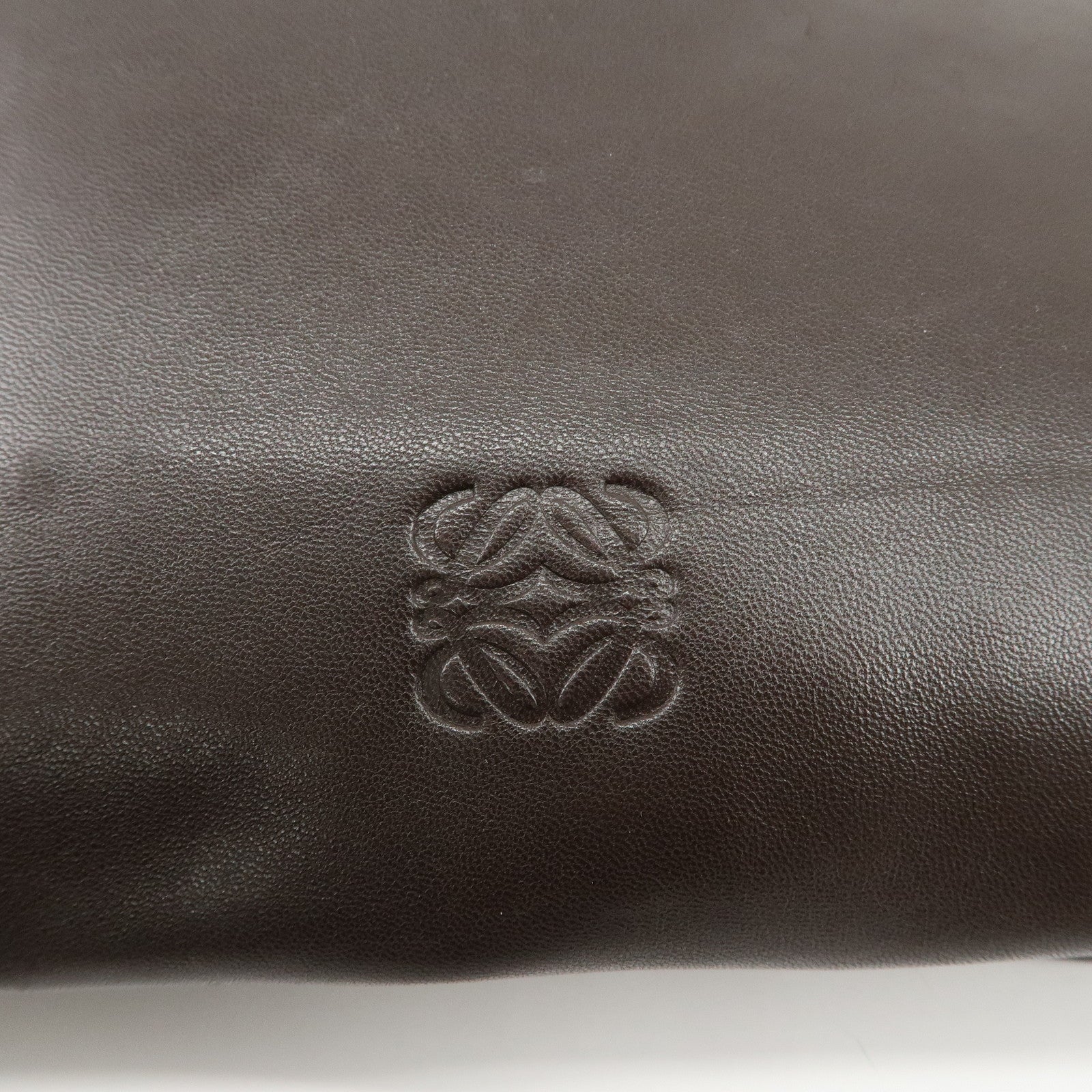 LOEWE Anagram Leather Shoulder Bag Hand Bag Gold HDW  Brown Used