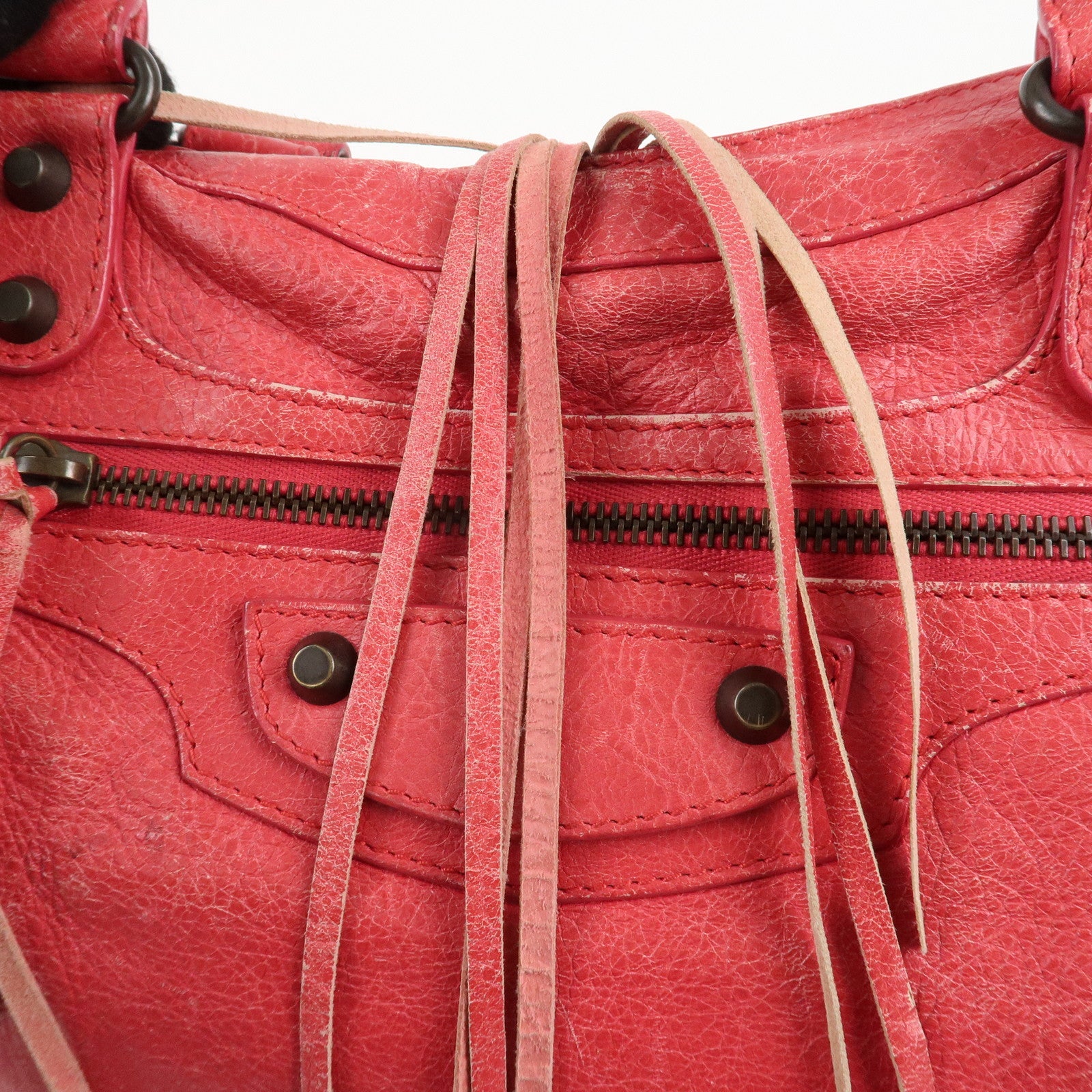 BALENCIAGA The Town Leather 2Way Hand Bag Red 240579 Used