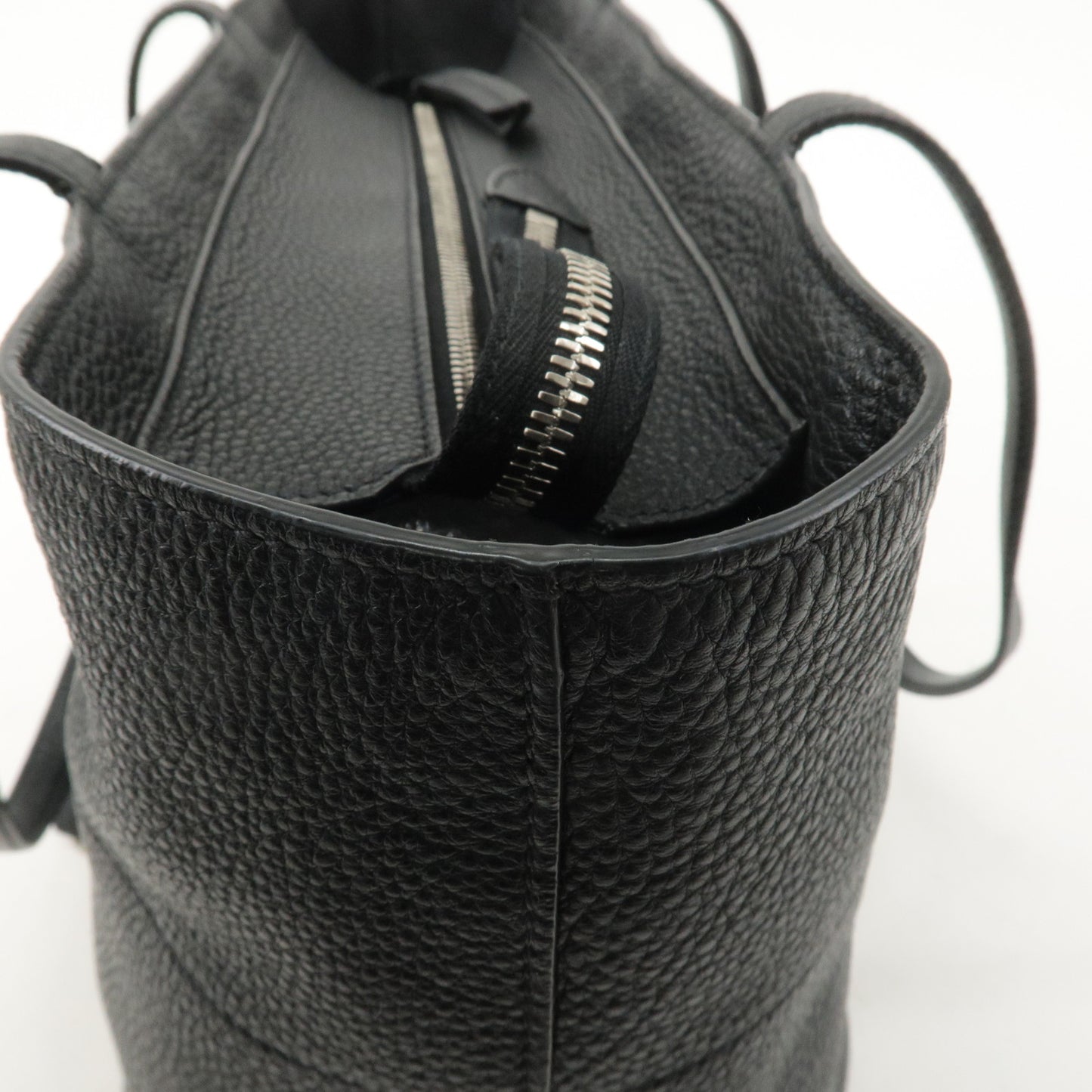 PRADA Leather Tote Bag Shoulder Bag Black 1BG203