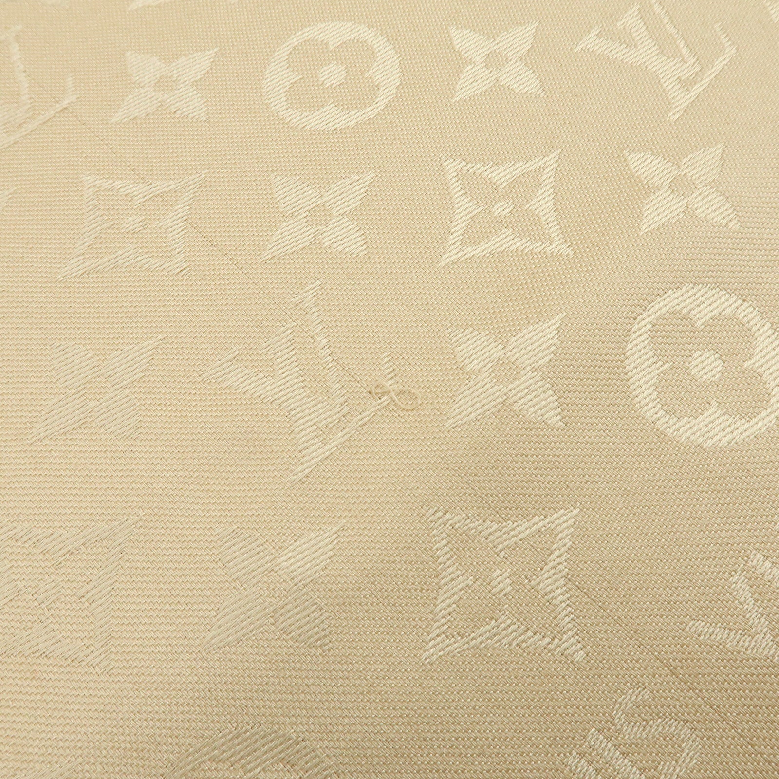 Louis Vuitton Monogram Shine Silk Wool Scarf Shawl Beige