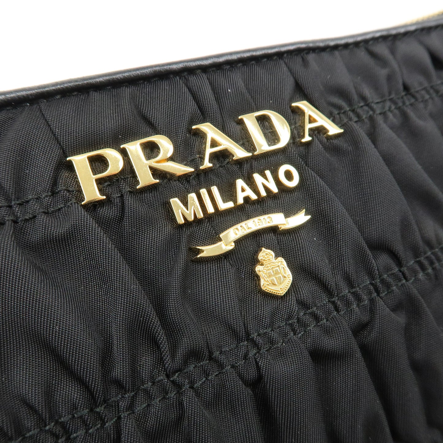 PRADA Nylon Leather Chain Shoulder Bag Black 1BH152