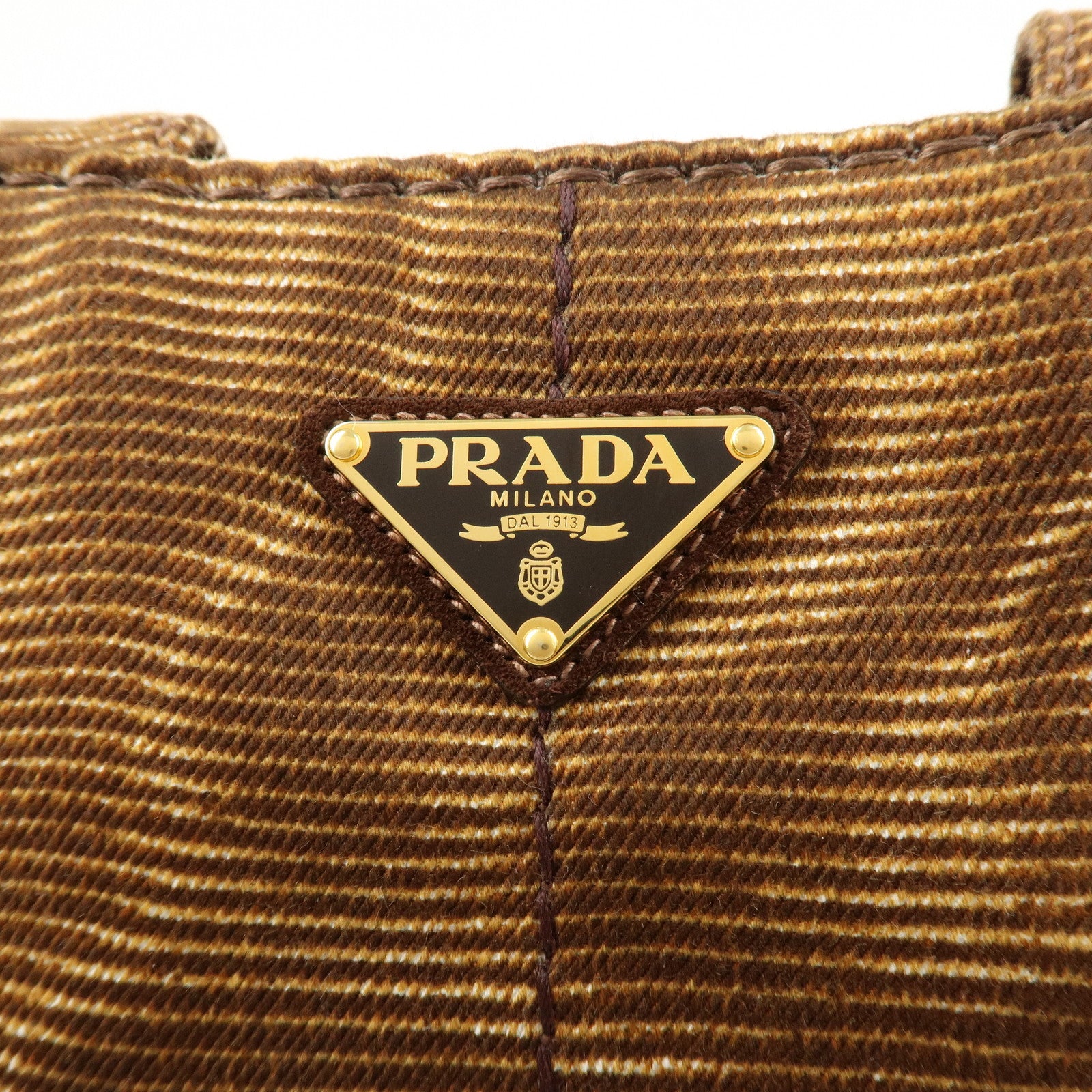 PRADA Canapa Large Canvas Tote Bag Hand Bag Brown B1872B