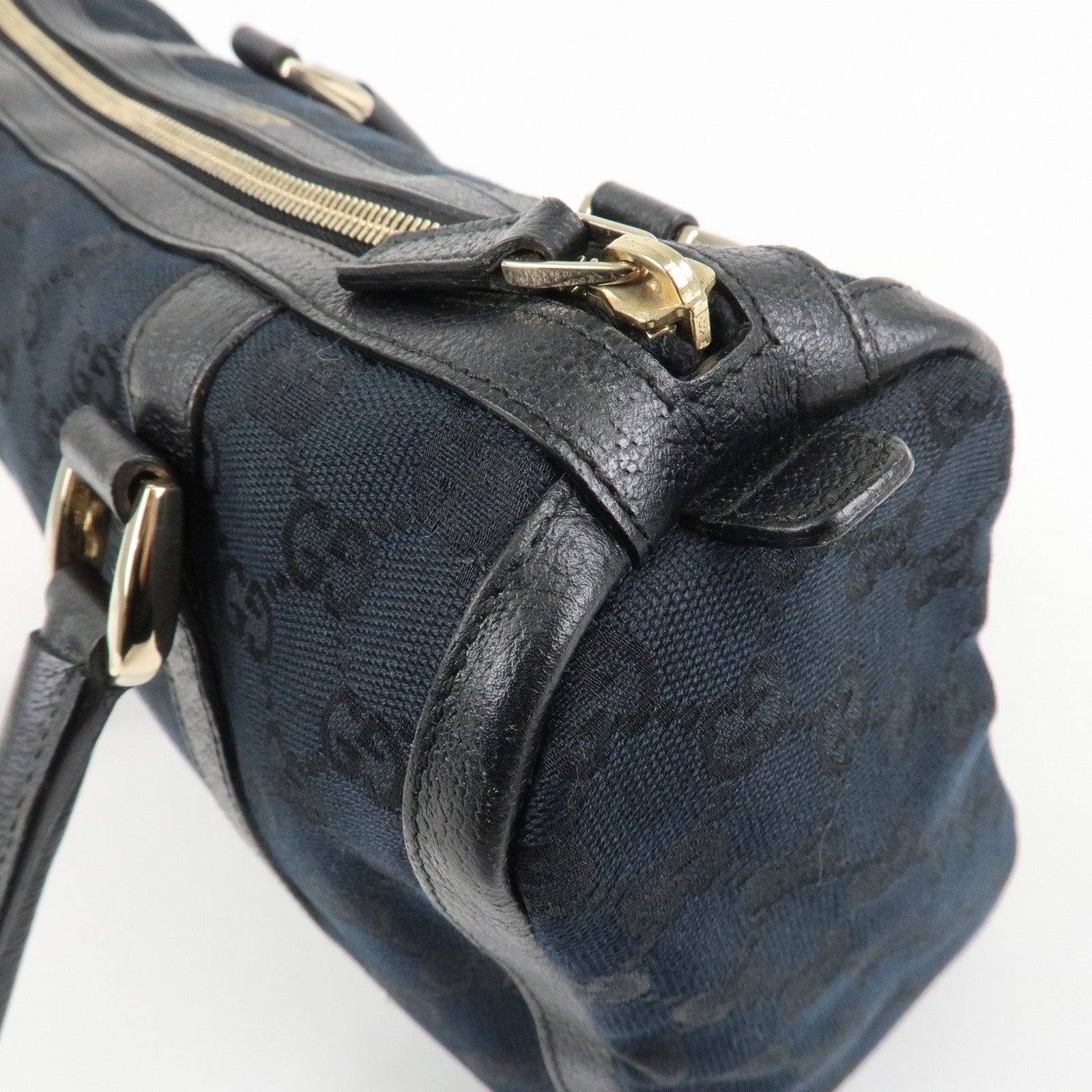 GUCCI Abbey GG Canvas Leather Mini Boston Bag Black 130942 Used