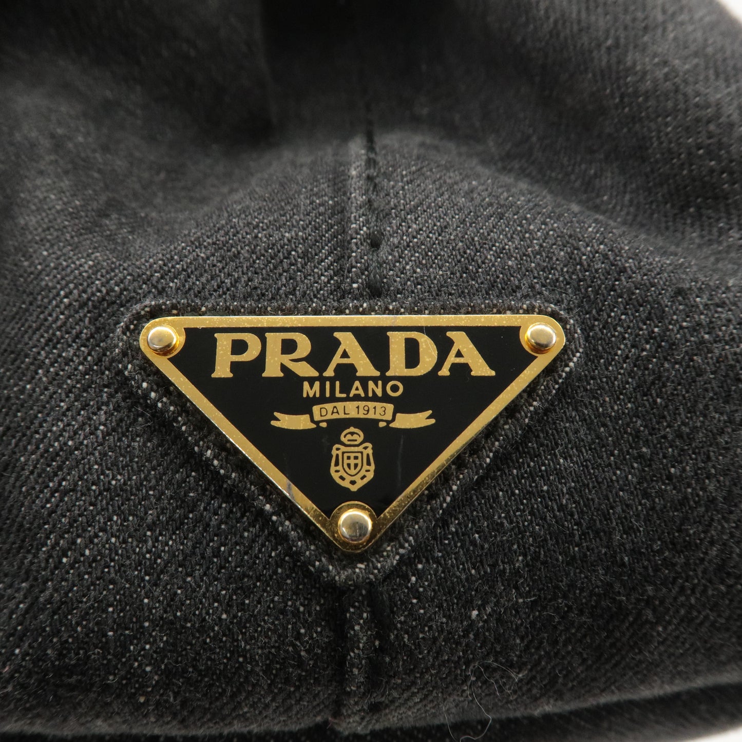 PRADA Logo Canapa Denim 2Way Bag Hand Bag Shoulder Bag Black