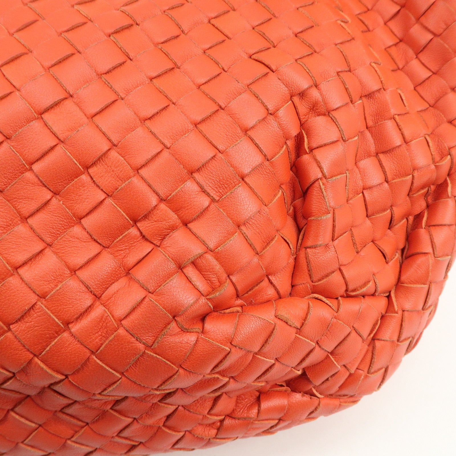 BOTTEGA VENETA Intrecciato Leather Shoulder Bag Orange 232499 Used