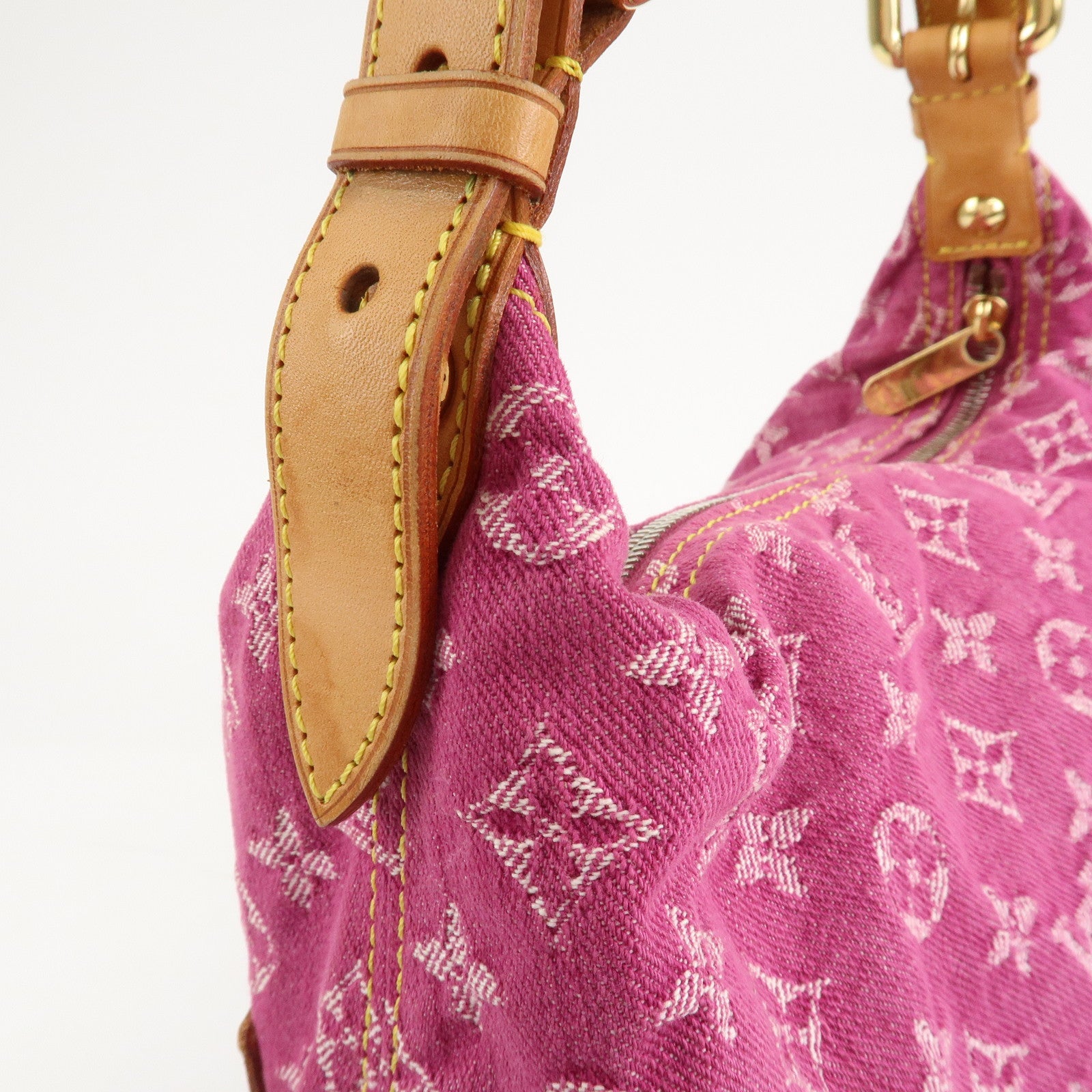 Louis Vuitton Monogram Denim Baggy GM Shoulder Bag Fuchsia M95210 Used