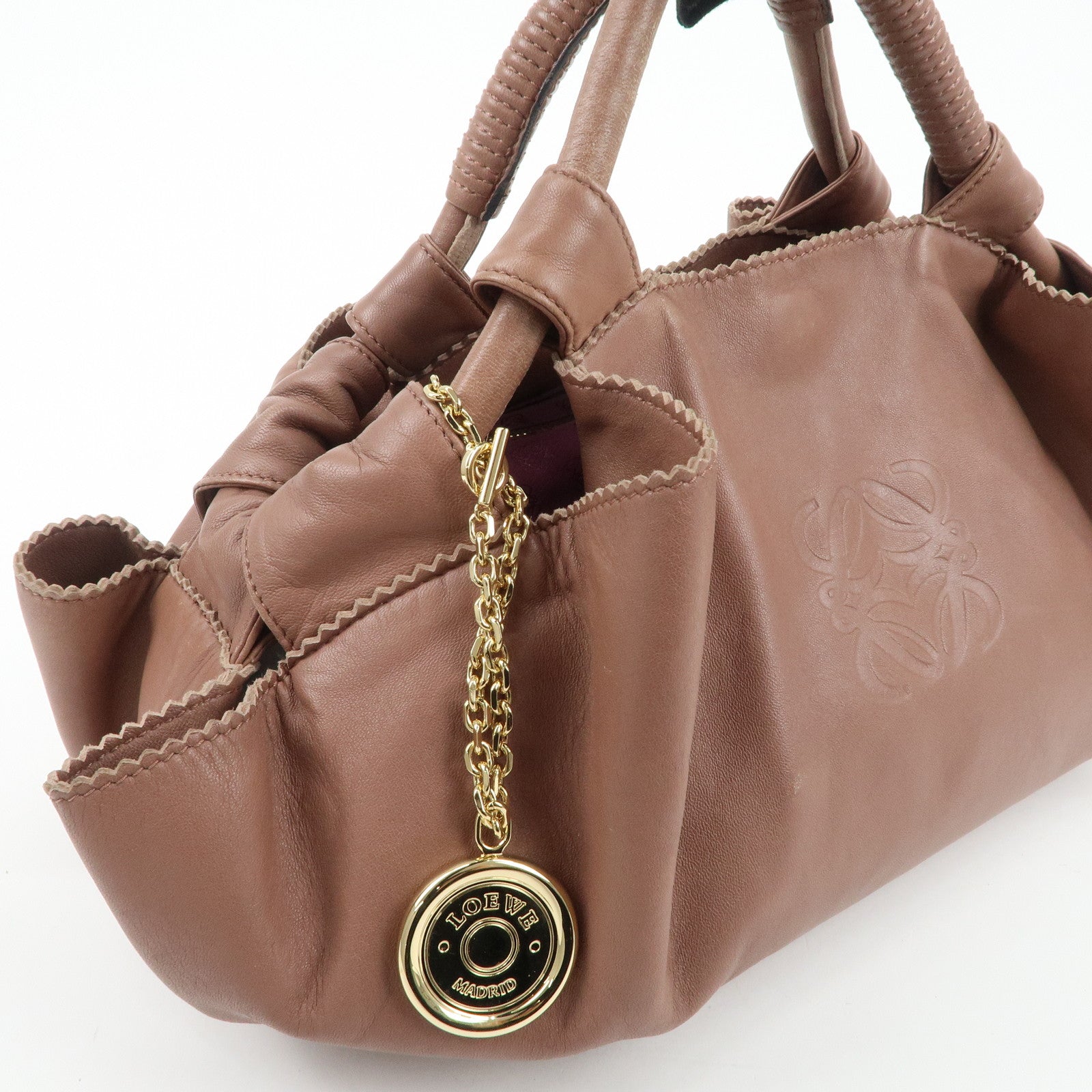 LOEWE Anagram Nappa Aire Leather Hand Bag Pinkbeige