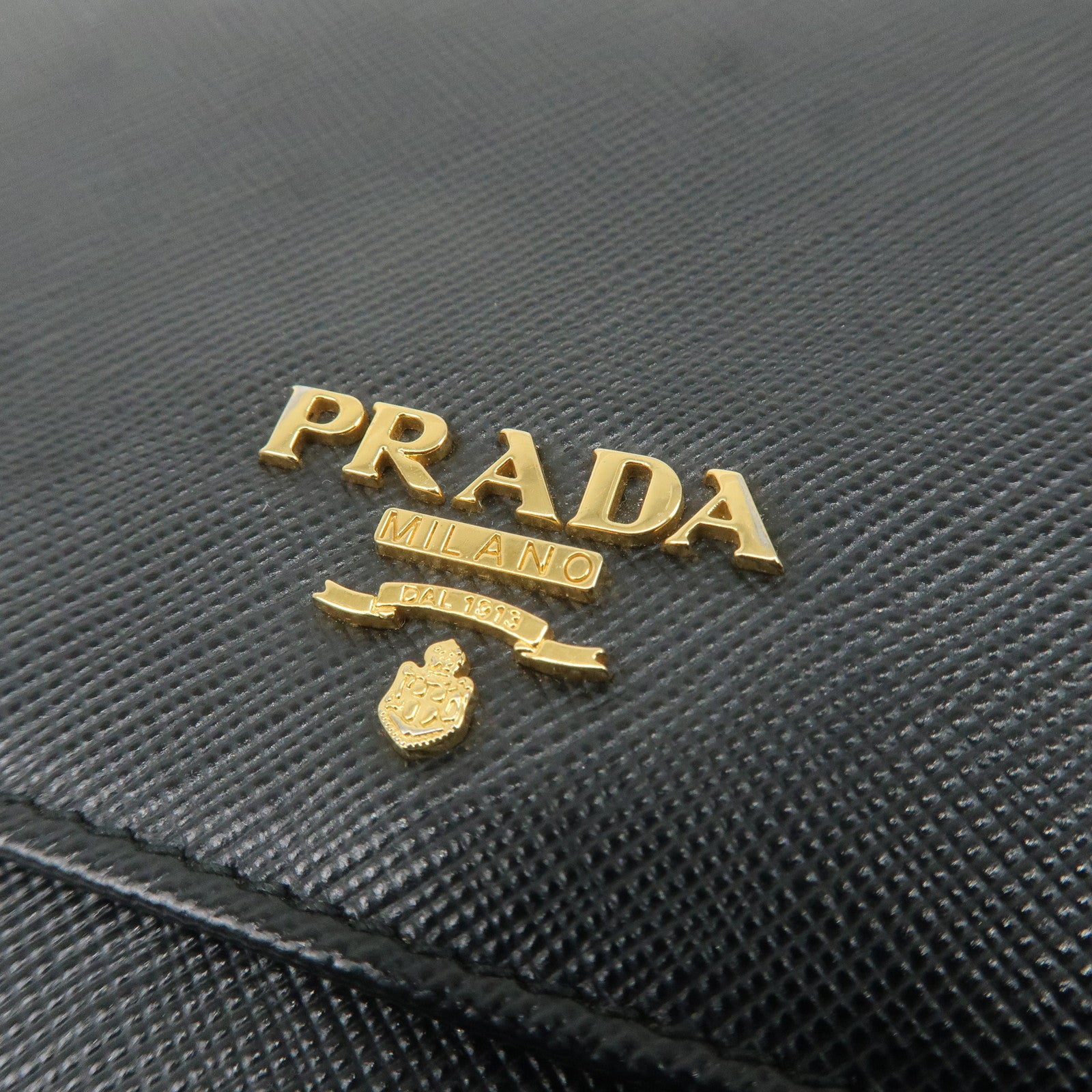 PRADA Saffiano Leather Chain Wallet Black 1MT440