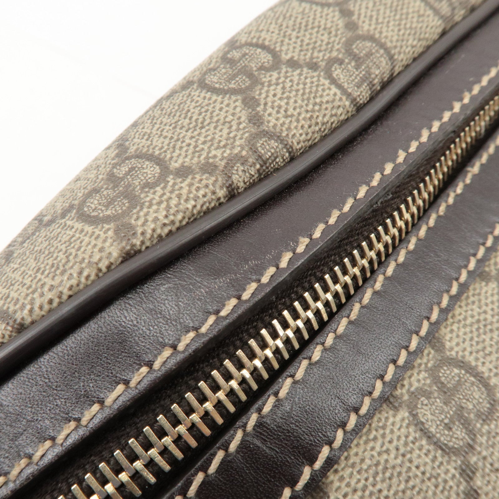 GUCCI GG Supreme Leather Crossbody Bag Beige Brown 211110 Used