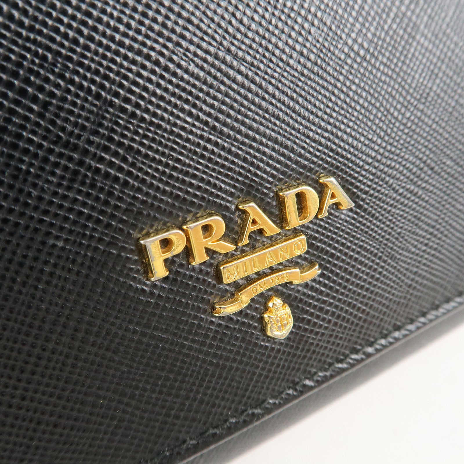 PRADA Saffiano Leather Chain Wallet Purse Black 1MT290