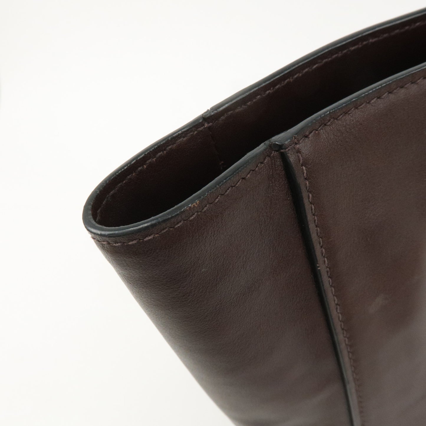 PRADA Logo Leather 2Way Tote Bag Shoulder Bag Brown BR5033