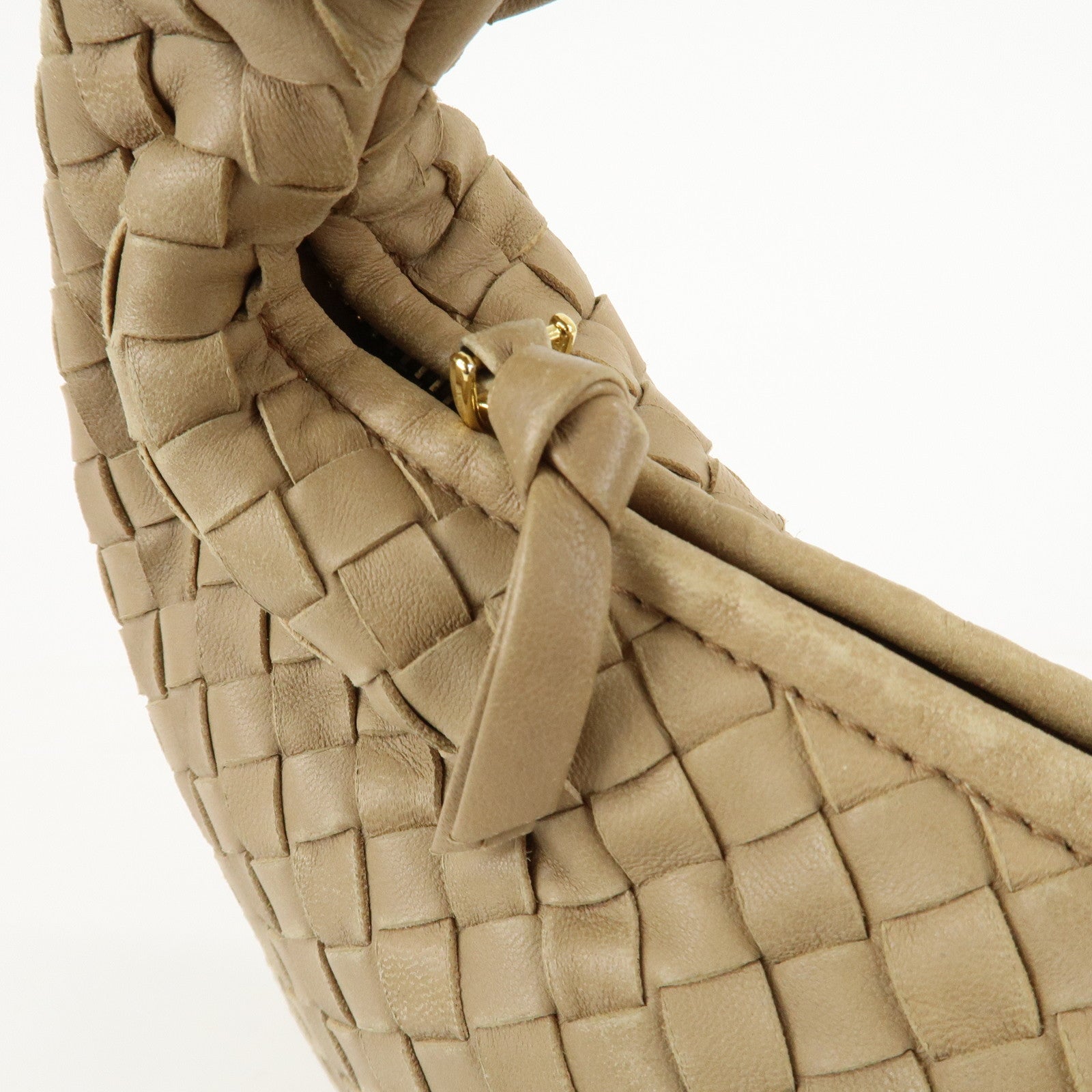 BOTTEGA VENETA Hobo Intrecciato Leather Shoulder Bag Beige 115653 Used