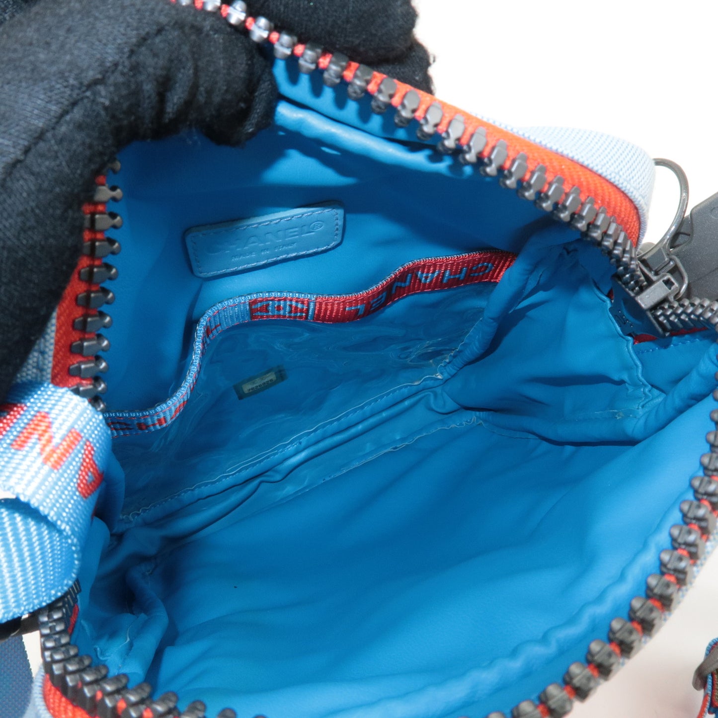 CHANEL Sports Line Canvas Leather Shoulder Bag Blue Red