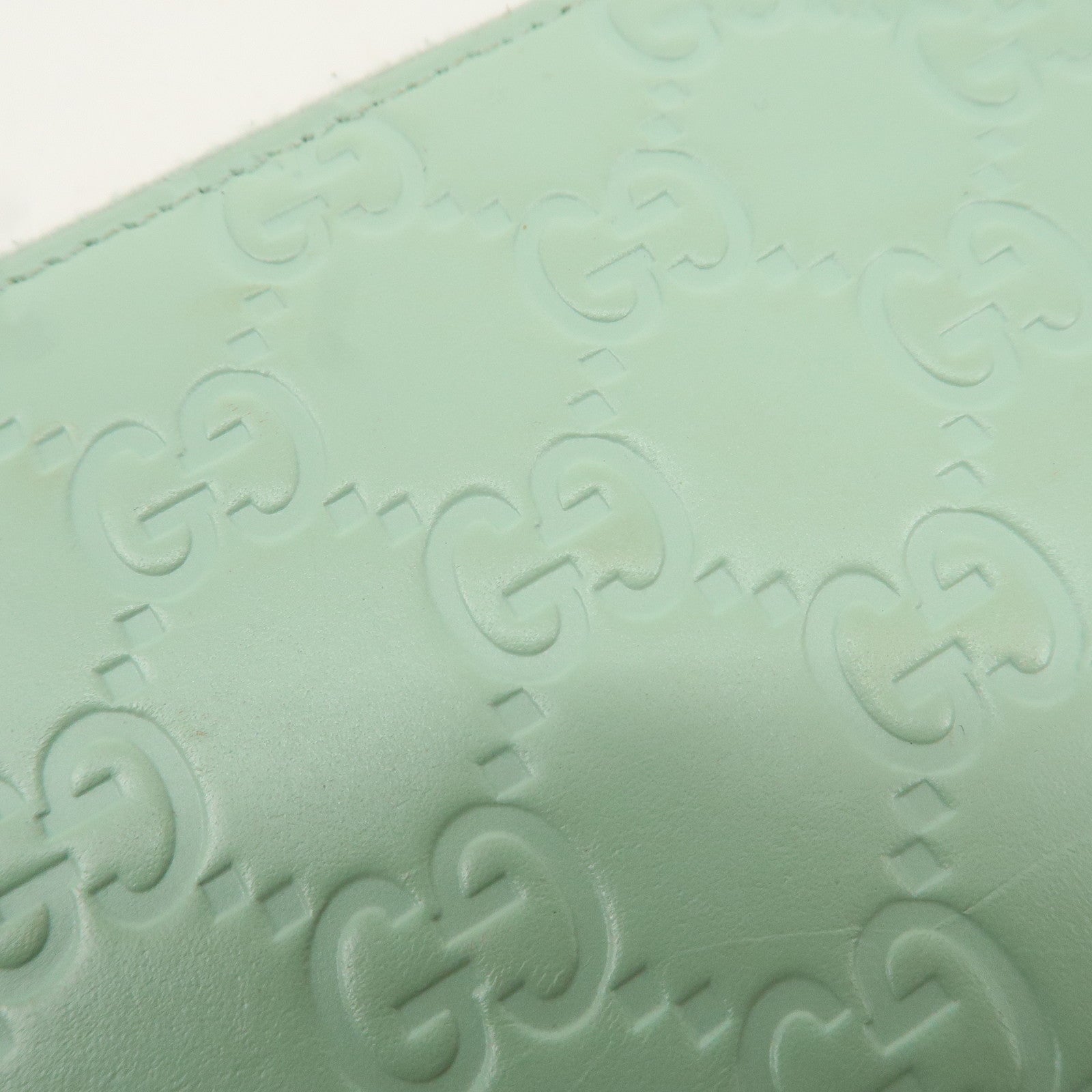 GUCCI Guccishima Leather Round Wallet Cat Motif Mint Green 548058