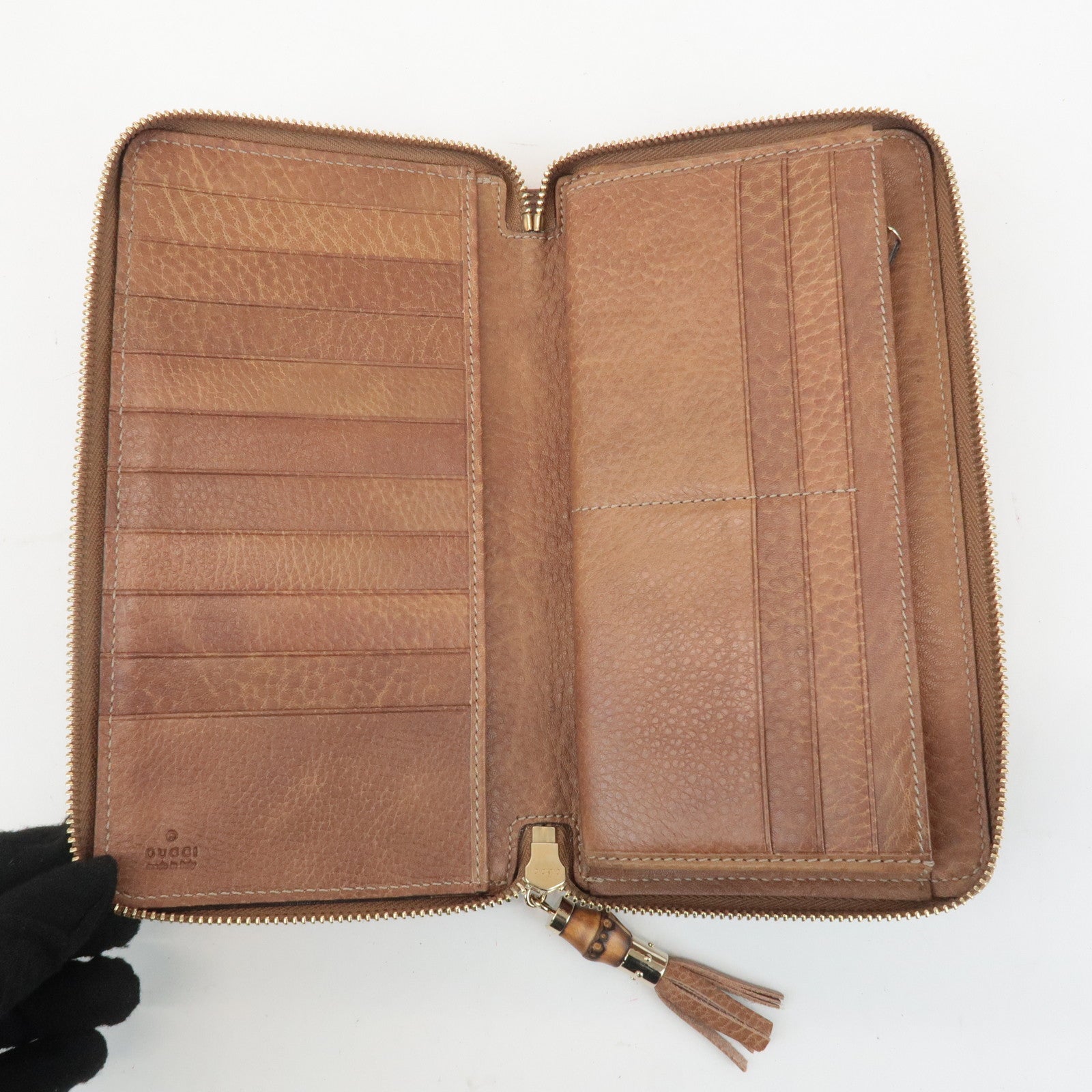 GUCCI Guccissima Bamboo Guccisima Leather Zippy Long Wallet 232977 Used