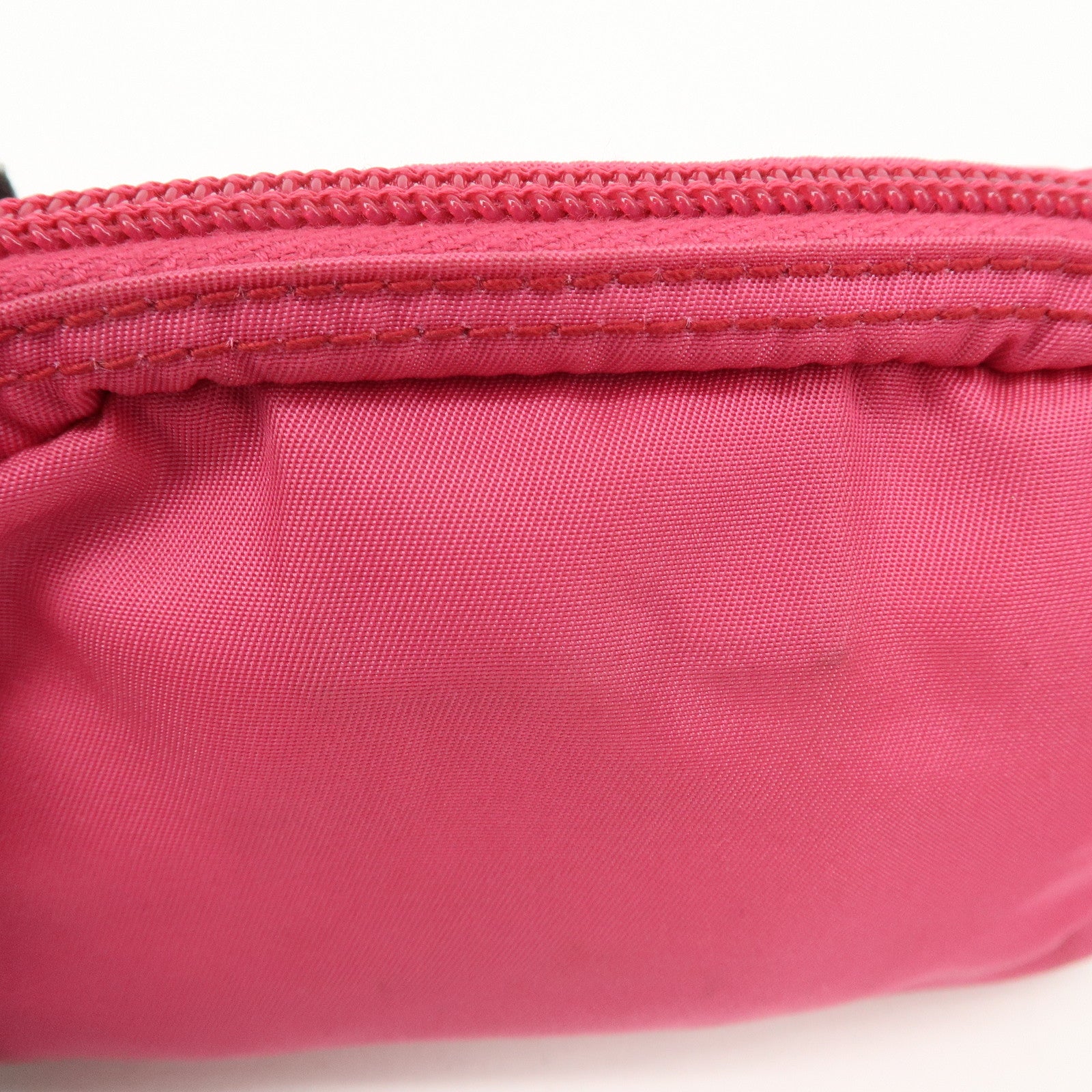 PRADA Logo Nylon Leather Pouch Cosmetic Pouch Pink Silver HDW