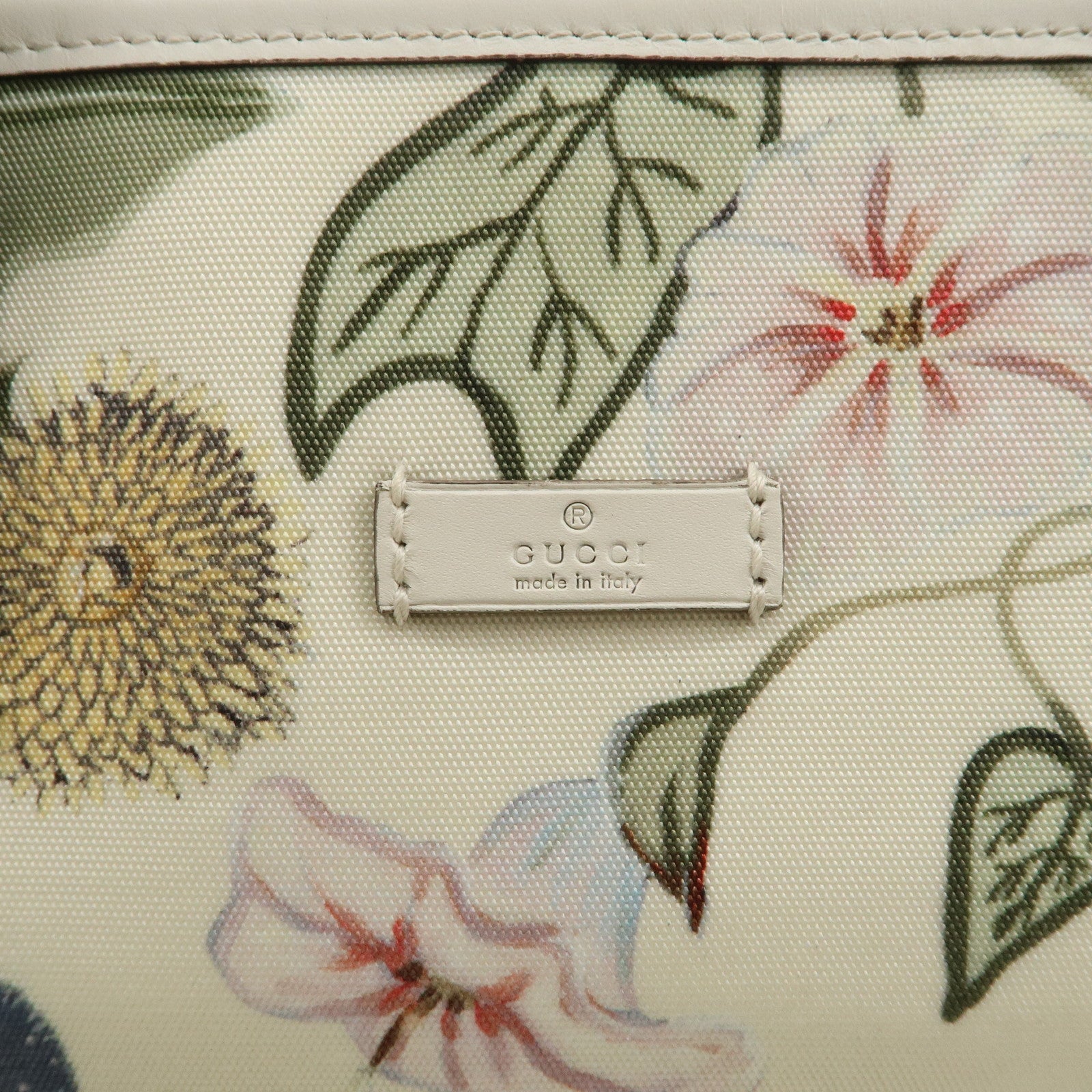 GUCCI Flora Canvas Leather 2WAY Bag Hand Shoulder Bag Ivory 353440