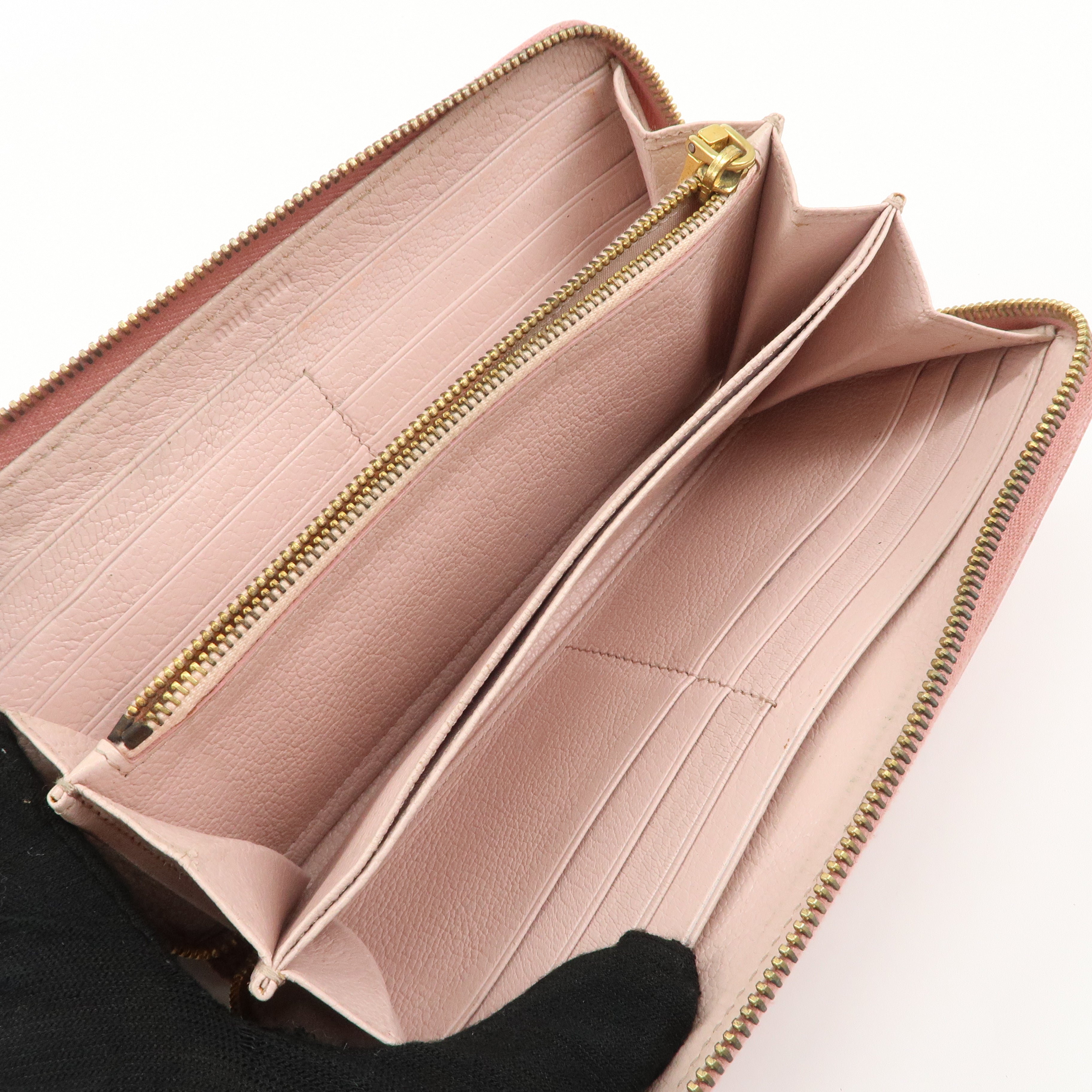 MIU MIU Set of 2 Leather Long Zippy Bi-fold Wallet Pink Used