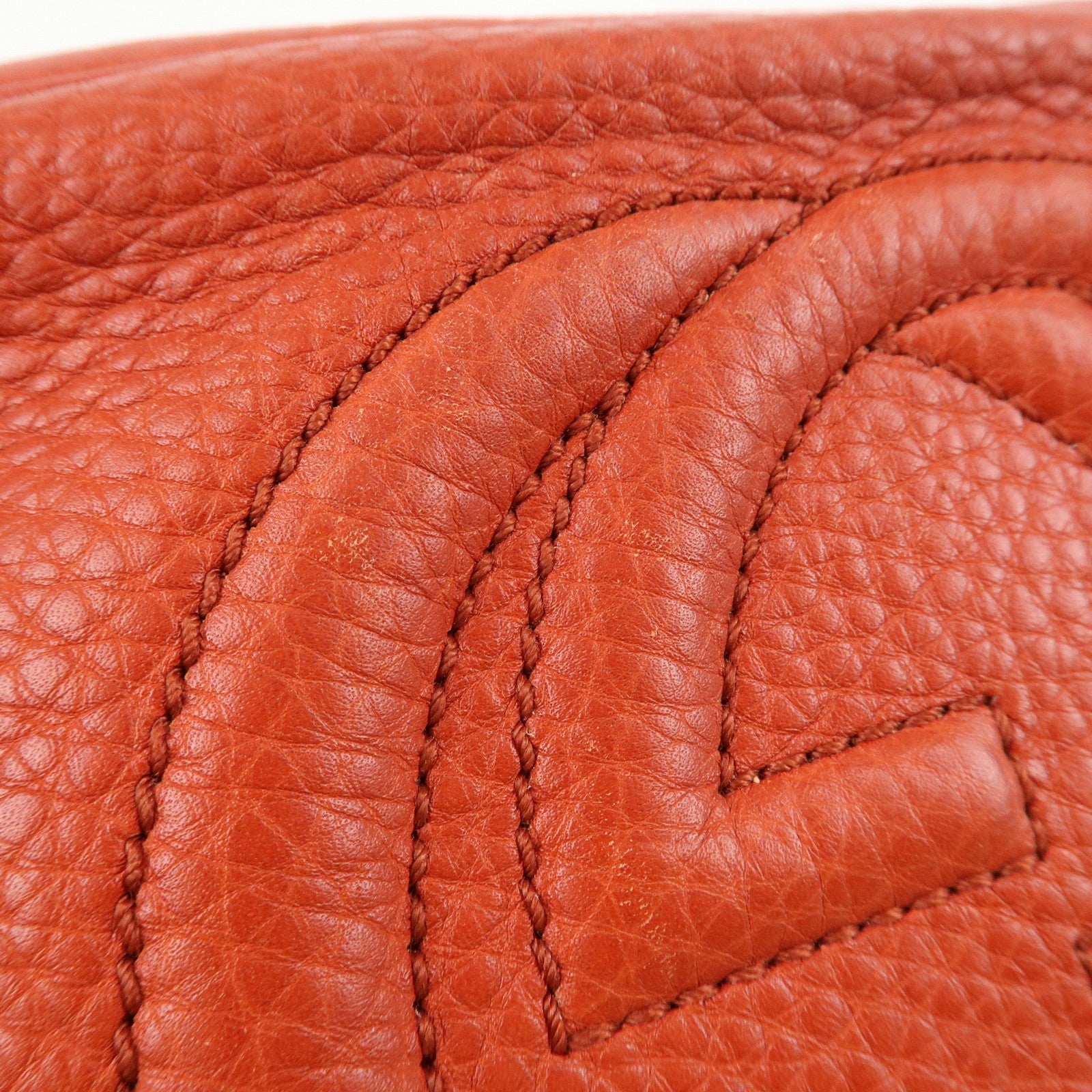 GUCCI SOHO Small Disco Leather Shoulder Bag Orange 308364 Used