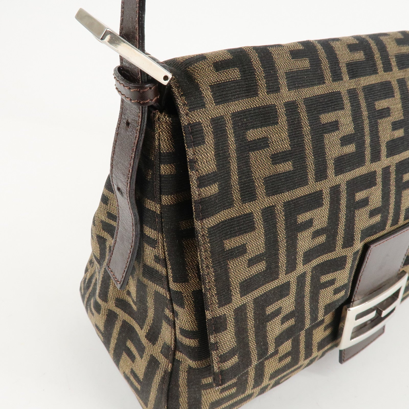 FENDI Zucca Mamma Baguette Vinyl Leather Shoulder Bag 26325