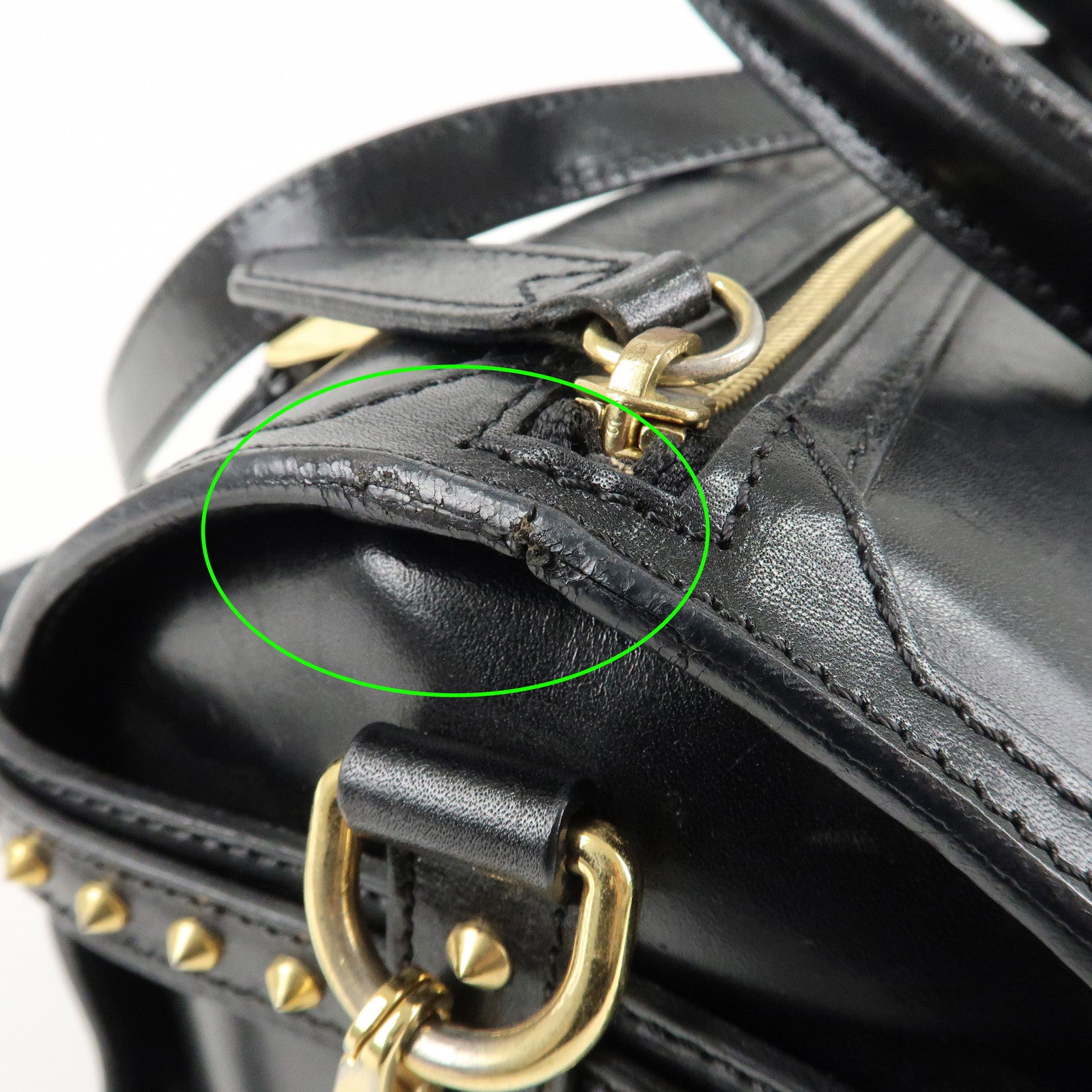 BURBERRY Leather 2Way Shoulder Bag Crossbody Bag Studs Black Used