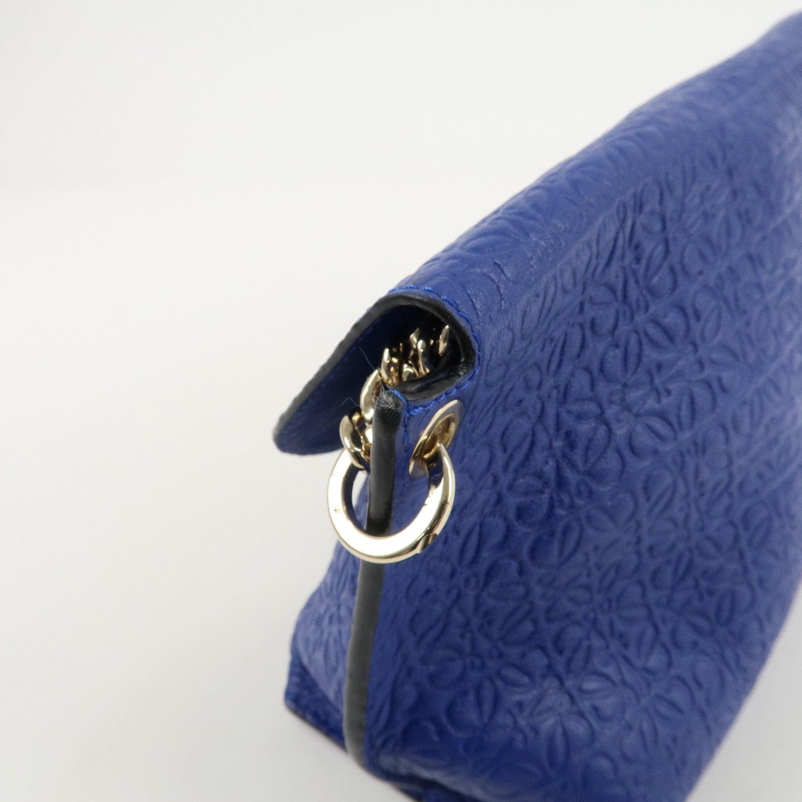 LOEWE Repeat Anagram Chain Shoulder Bag Blue Gold Hardware