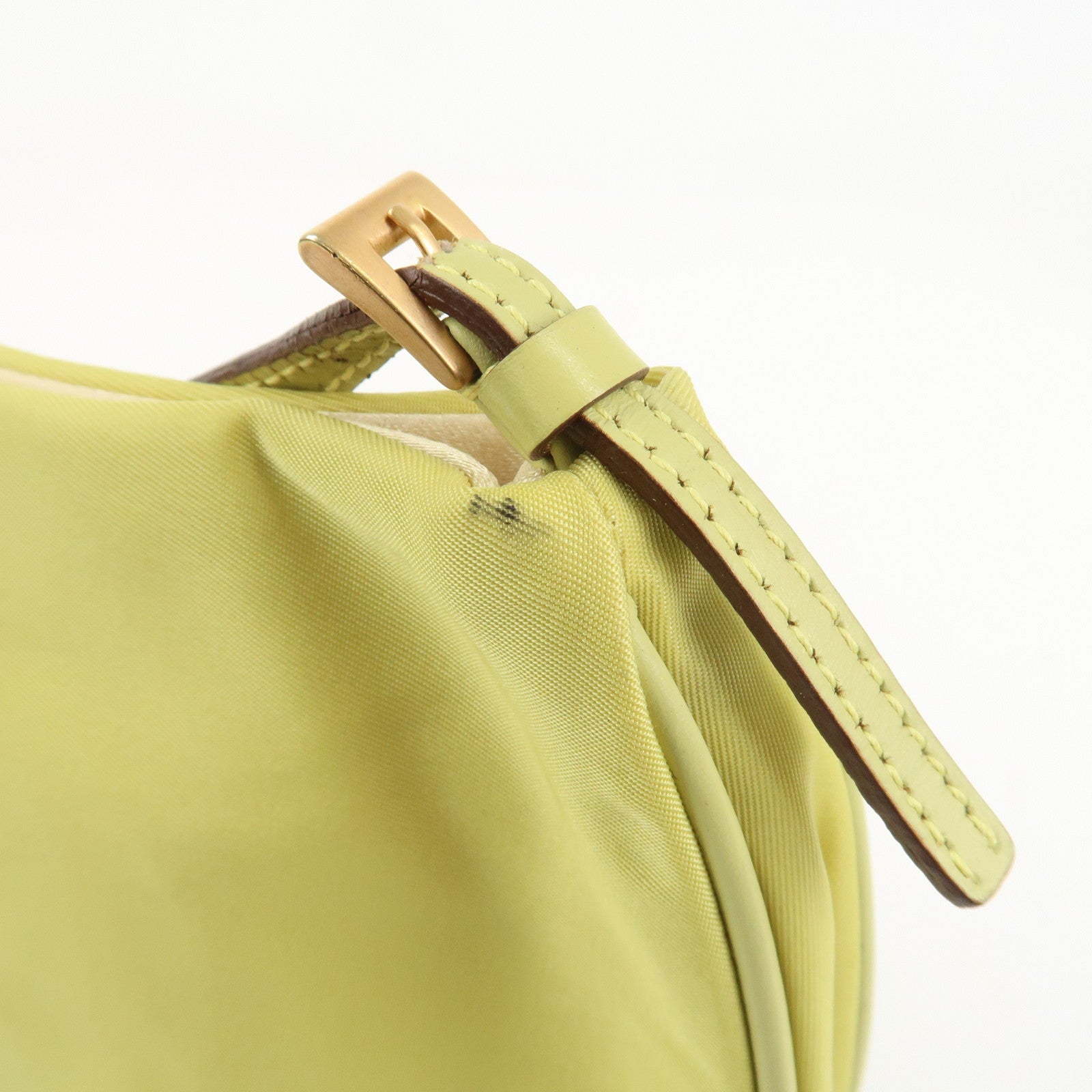 PRADA Nylon Leather Chain Shoulder Bag Yellow BR0105