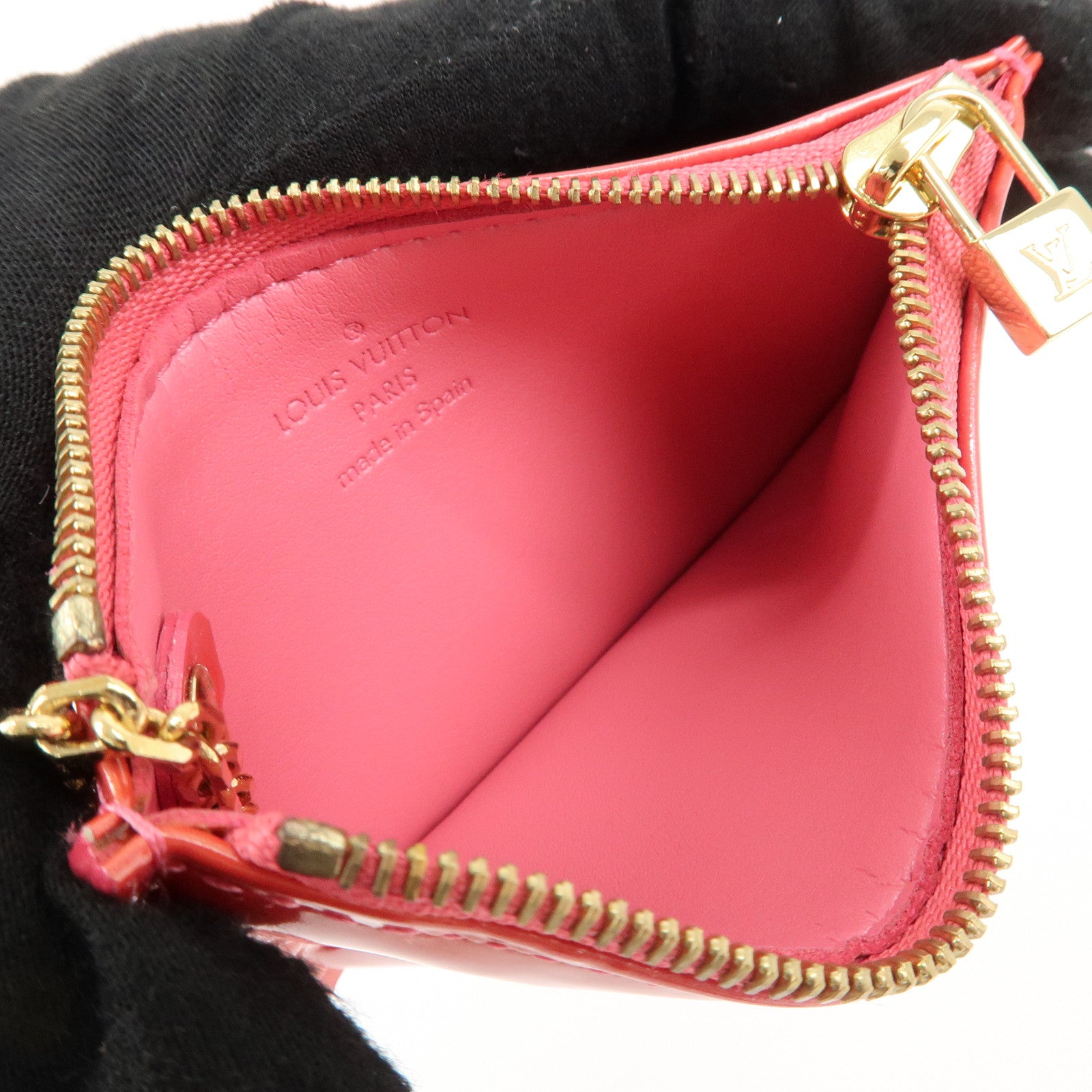 Louis Vuitton Monogram Vernis Pochette Cles Coin Case Pink M9144F