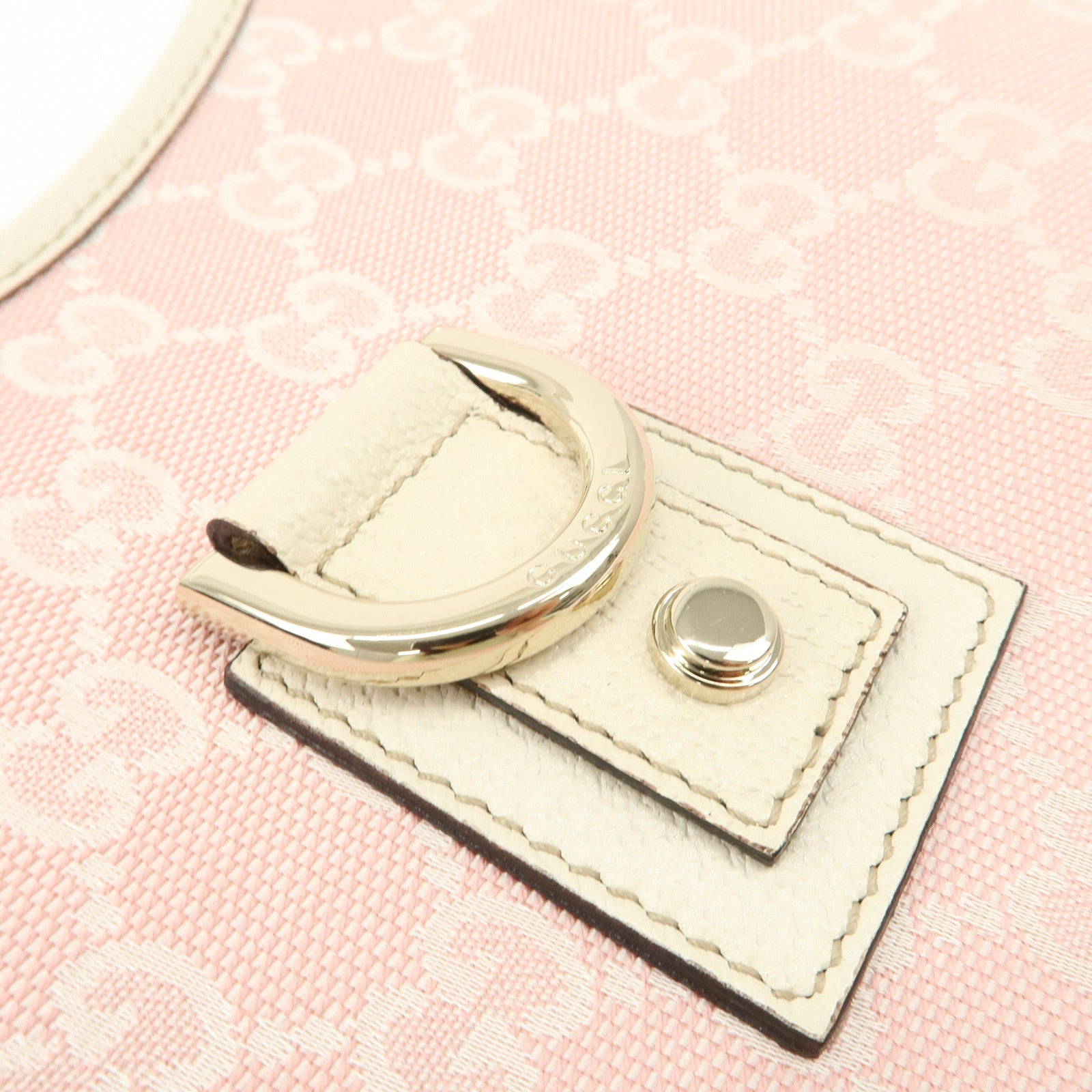 GUCCI Abbey GG Canvas Leather Shoulder Bag Ivory Pink 130738 Used
