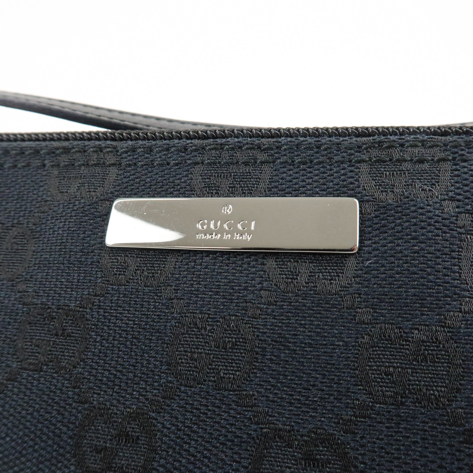 GUCCI GG Canvas Leather Boat Bag Hand Bag Black 039.1103 Used