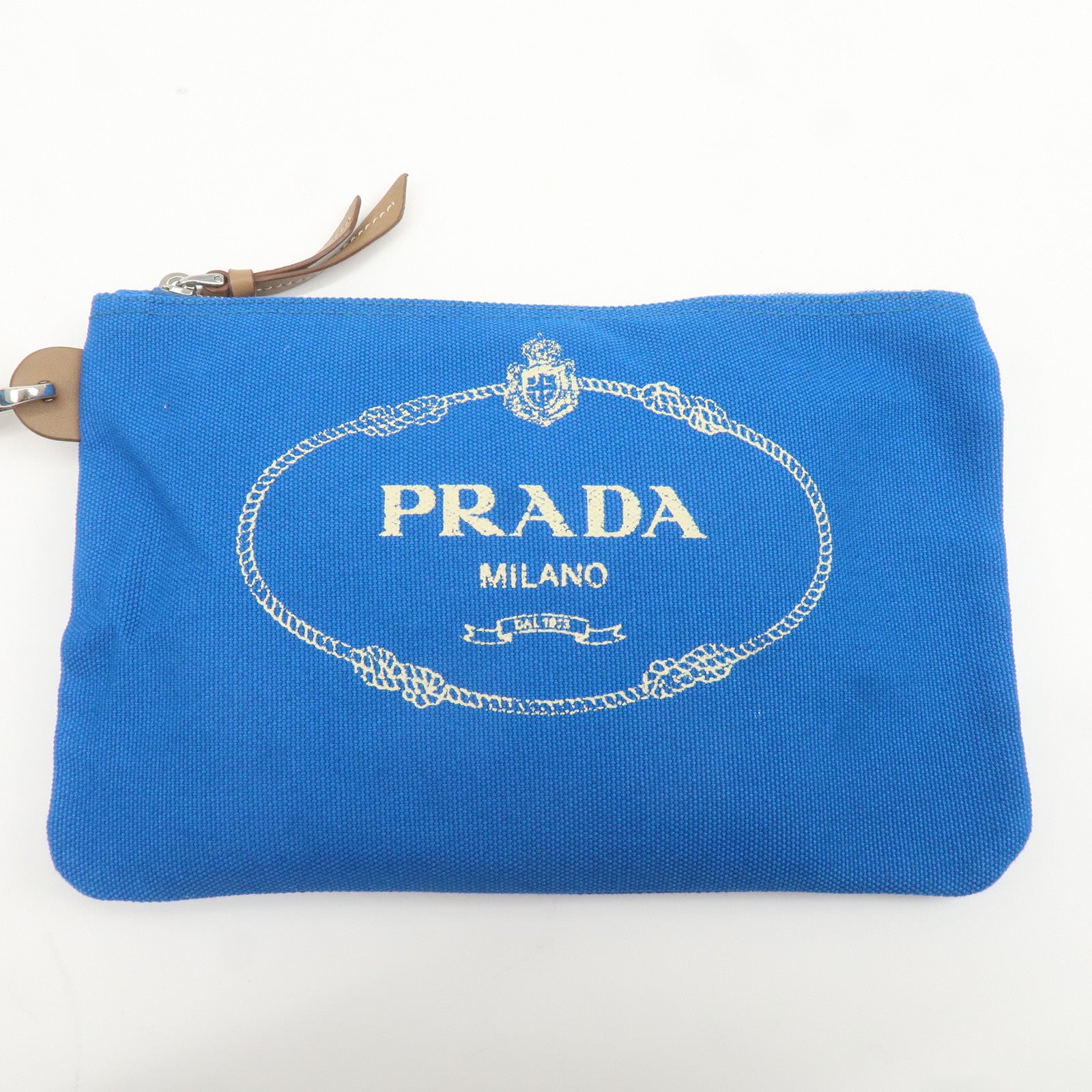 PRADA Canapa Canvas Leather 2Way Bag Tote Bag Hand Bag Blue 1BG163