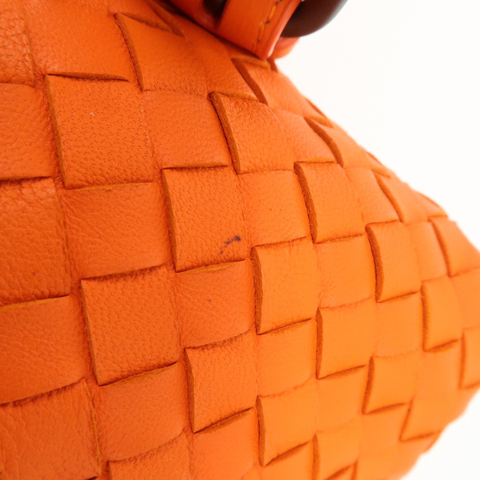 BOTTEGA VENETA Intrecciato Leather Boston Bag Hand Bag Orange