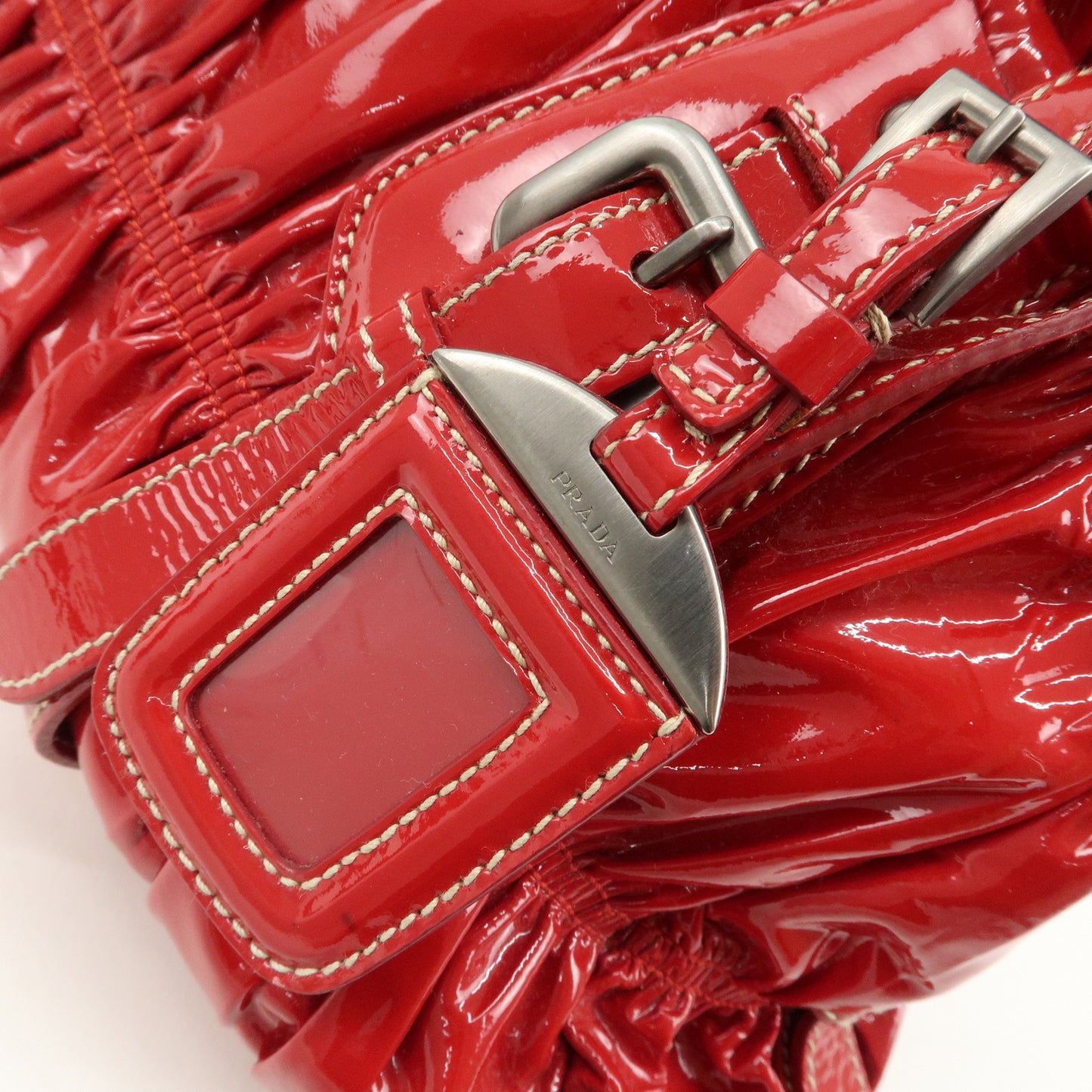 PRADA Patent Leather 2Way Bag Hand Bag Shoulder Bag Red