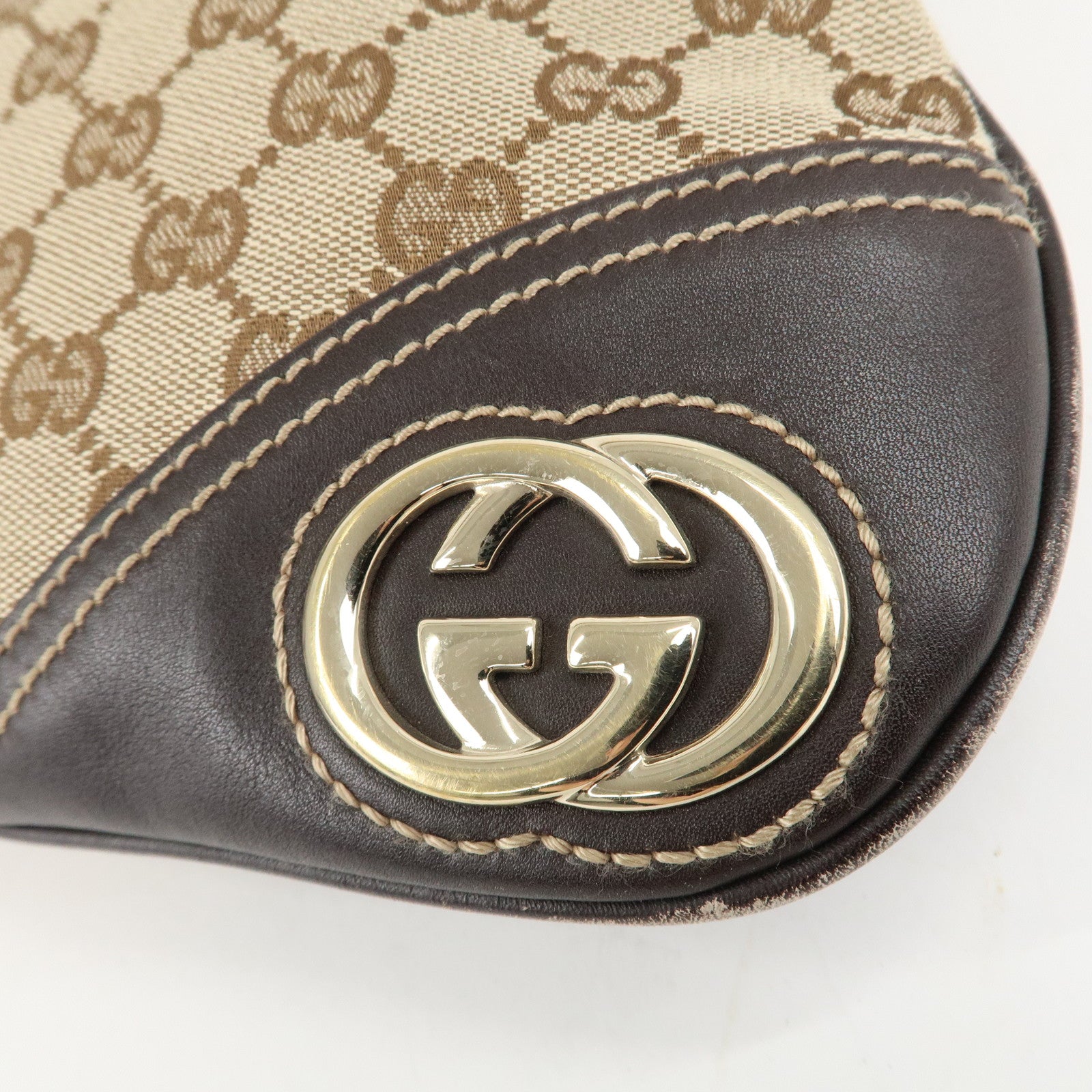 GUCCI Interlocking G GG Canvas Leather Shoulder Bag 169947