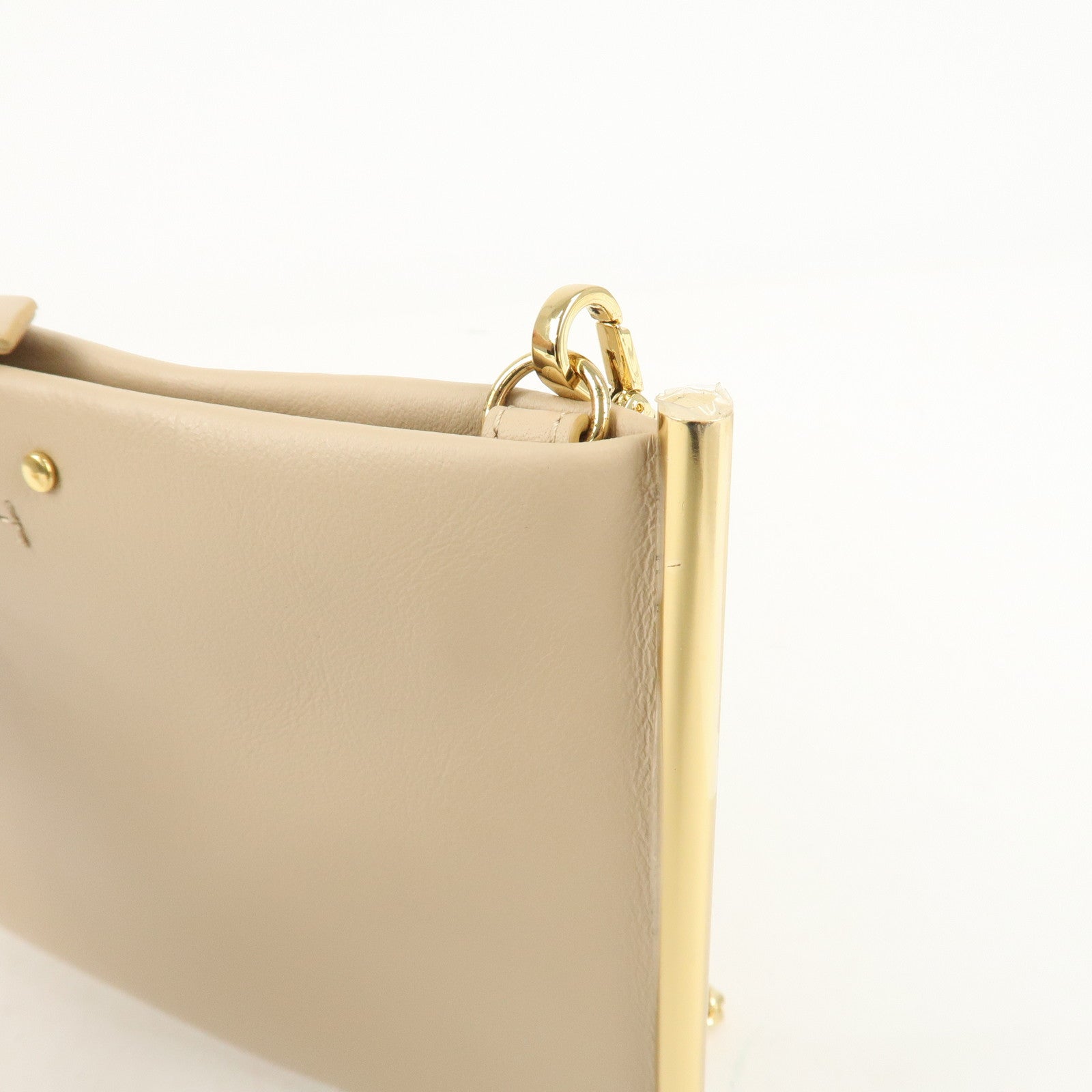 Chloe Leather Chain Shoulder Bag  Mini Bag Gold HDW Beige Used