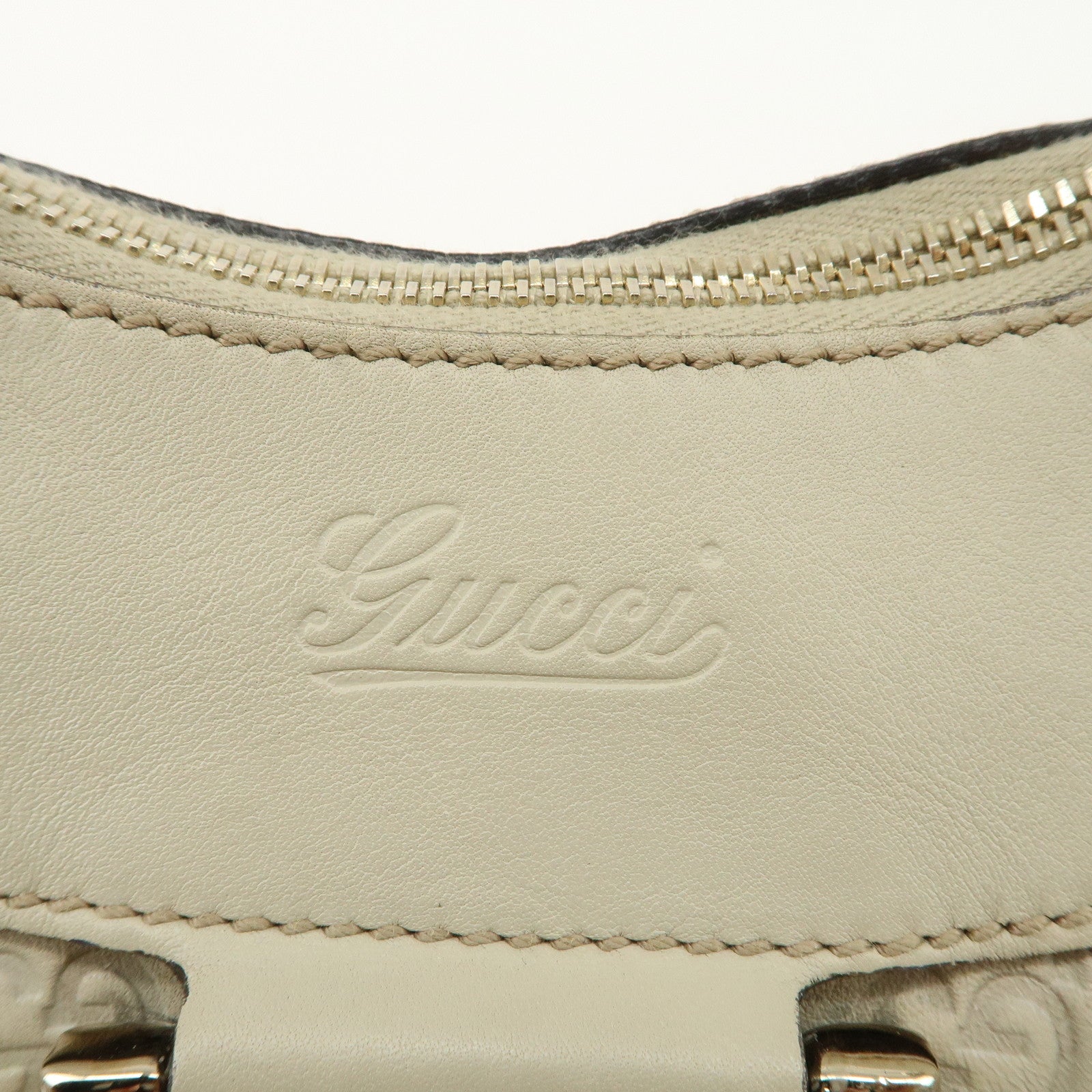 GUCCI Abbey Leather Shoulder Bag Ivory 189833